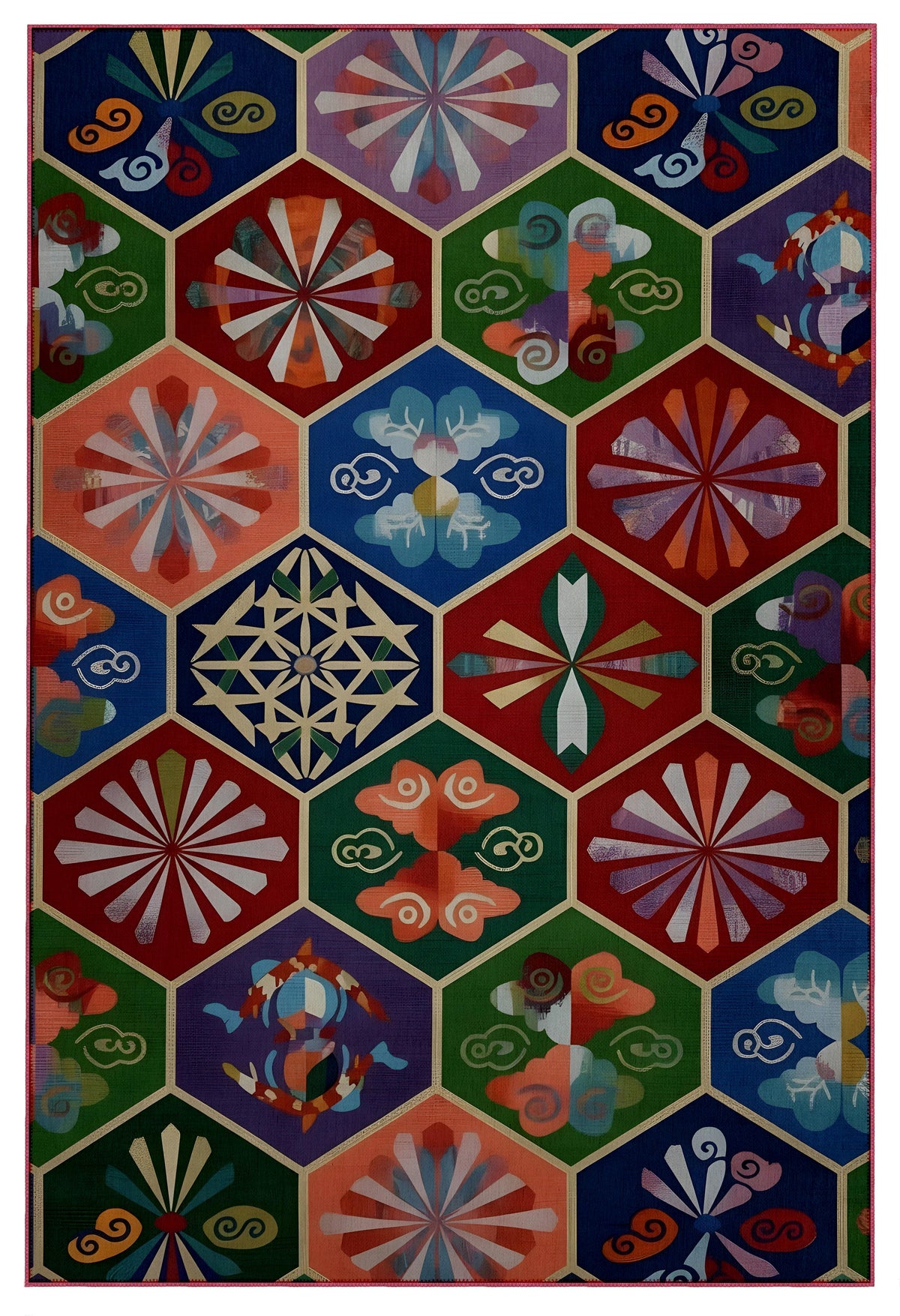 Arte HD039 Geometrik Figürlü Modern Renkli Dekoratif Şönil Halı