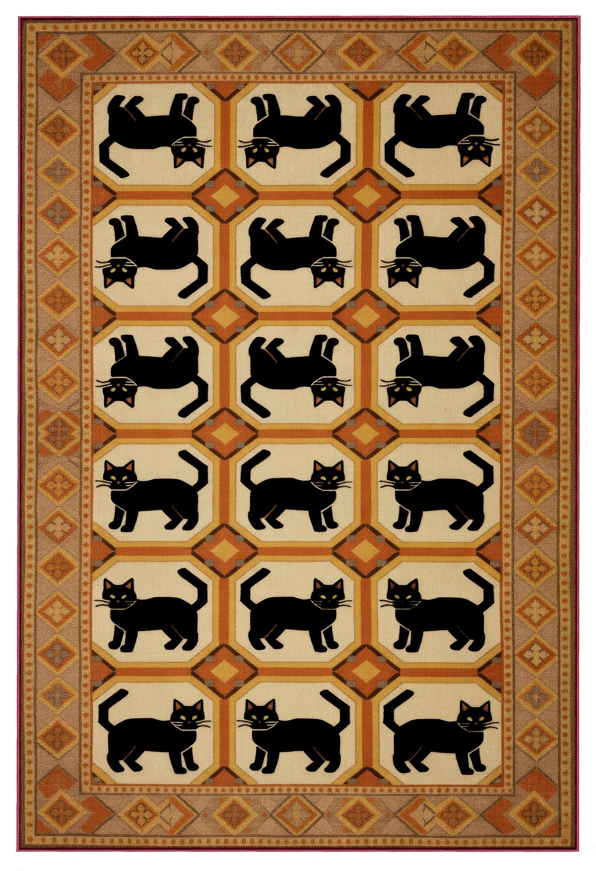 Arte KD001 Kedi Desenli Pati Dostu Hayvanseverler Dekoratif Şönil Halı