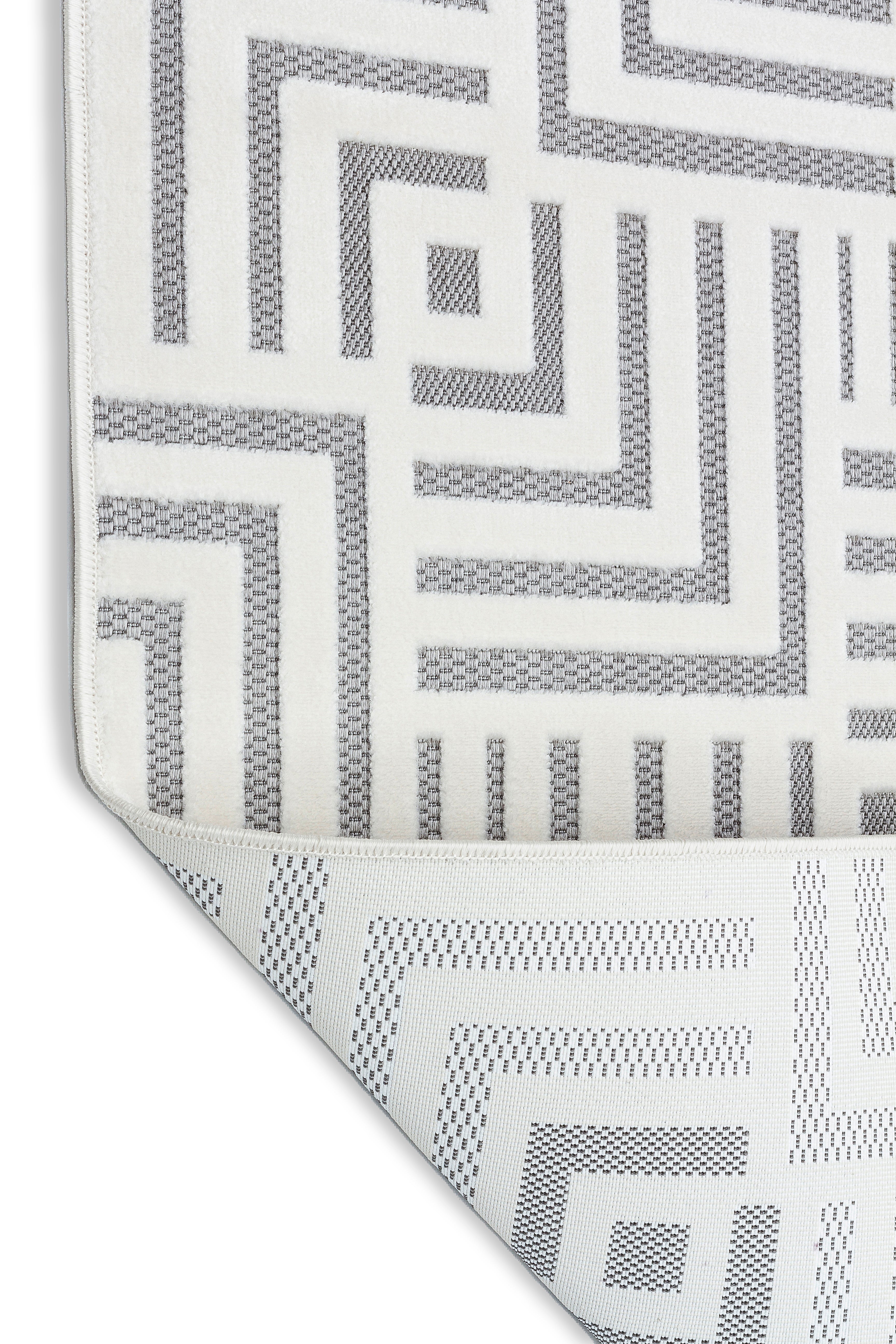 ARYA 5027-G-KREM/GRİ Pamuk Dokuma Taban Geometrik Desenli Salon Koridor Mutfak Halısı