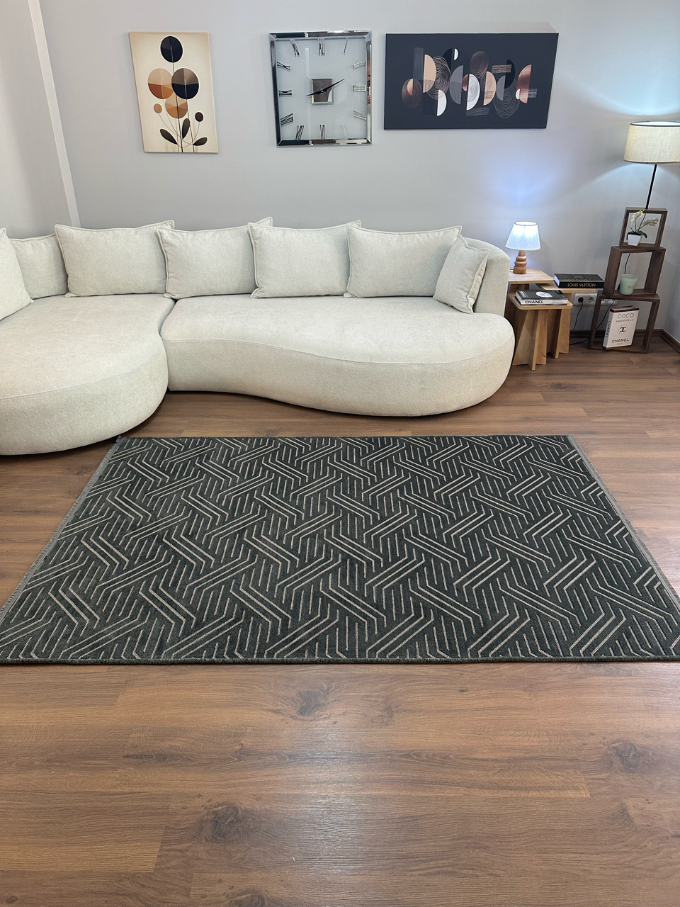 ŞÖNİL PERLA - ANTRASİT Kaymaz Taban Salon Şönil Kilim Dokuma Halı