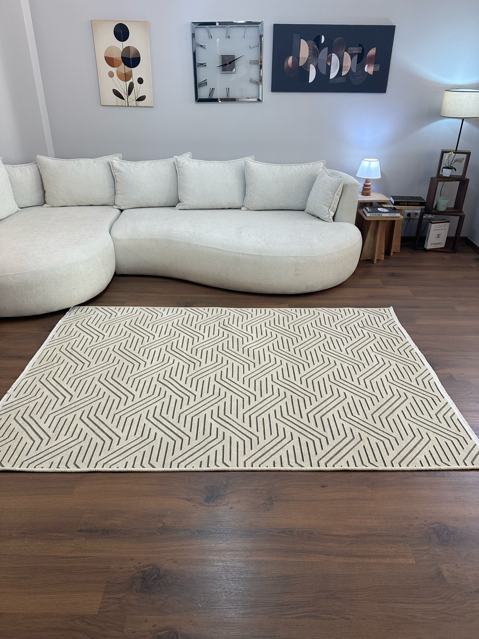 ŞÖNİL PERLA - KREM Kaymaz Taban Salon Şönil Kilim Dokuma Halı