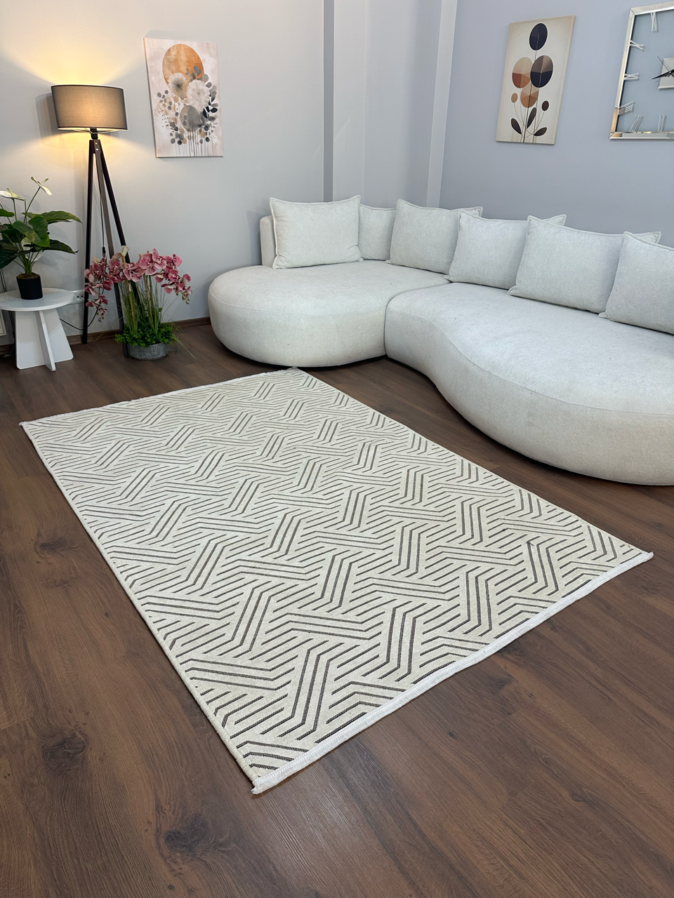 ŞÖNİL PERLA - KREM Kaymaz Taban Salon Şönil Kilim Dokuma Halı