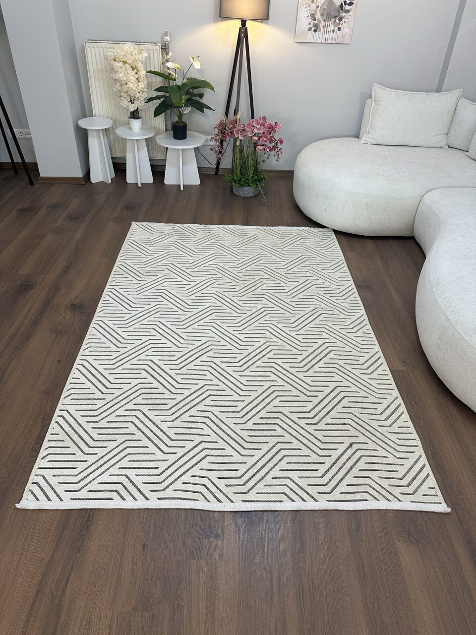 ŞÖNİL PERLA - KREM Kaymaz Taban Salon Şönil Kilim Dokuma Halı