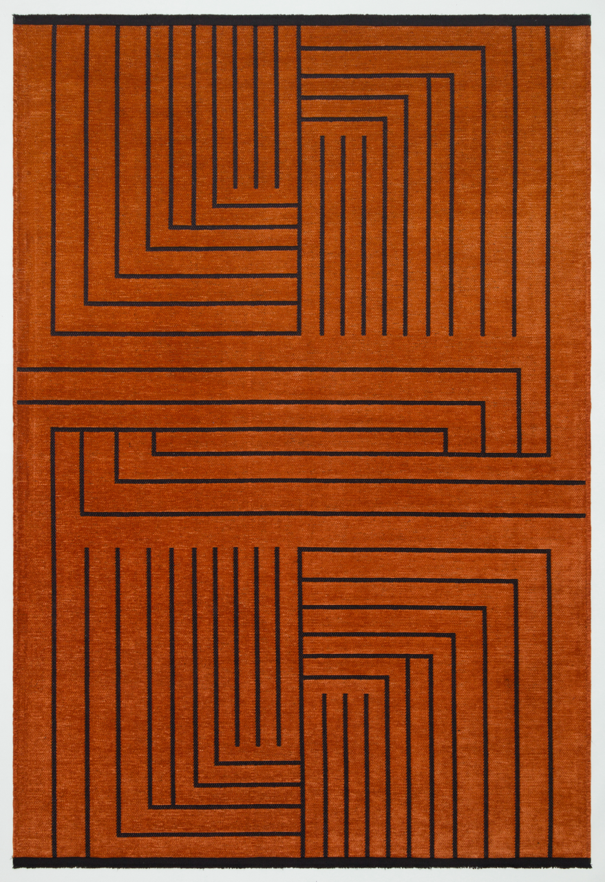 ŞÖNİL LİNE Kaymaz Taban İskandinav Desenli Salon Koridor Mutfak Şönil Kilim Dokuma Halı-KİREMİT