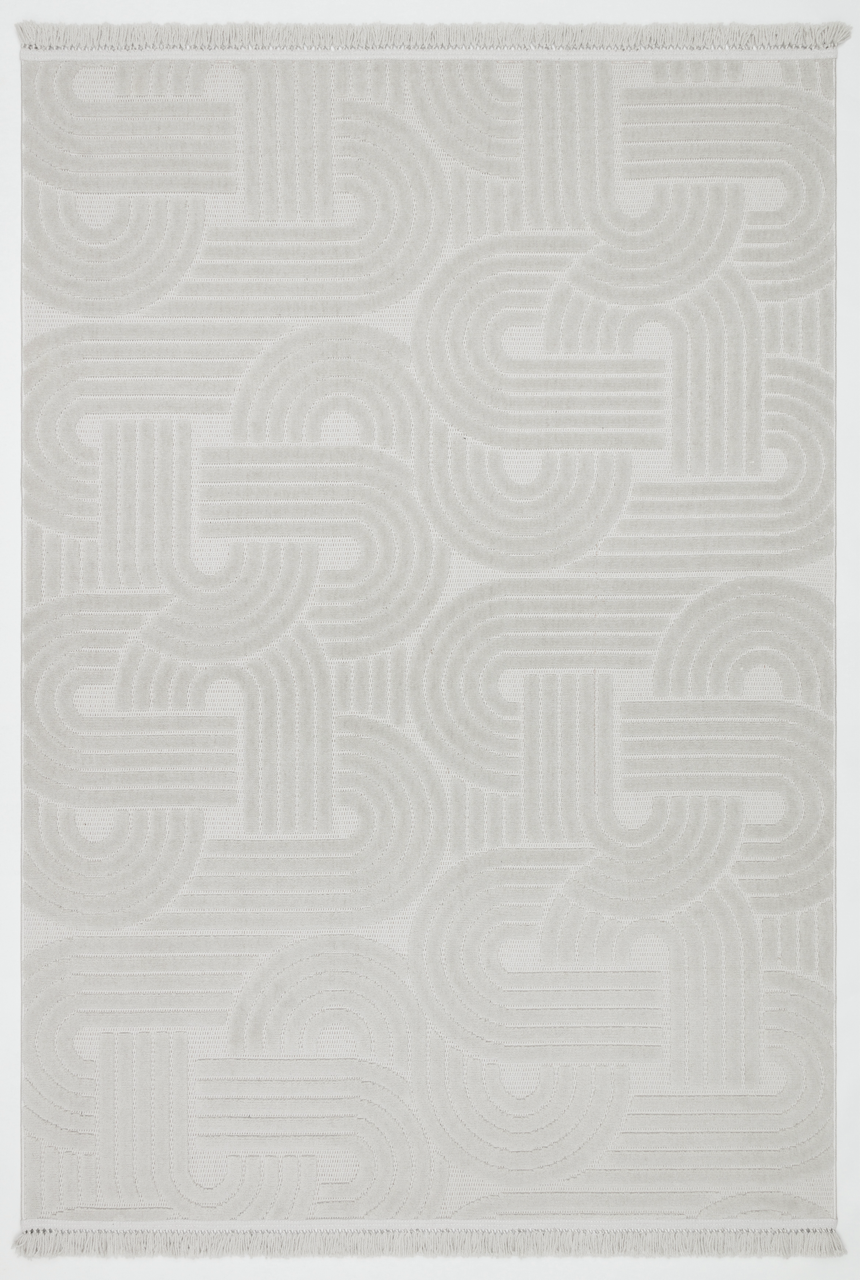 MİLAS C42-GRİ Kabartmalı Kaymaz Taban Modern Geometrik Desenli Salon Koridor Mutfak Halısı