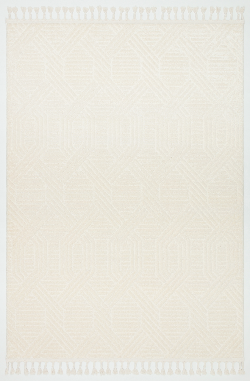 PALERMO A-10502 KREM Kabartmalı Modern Desenli Salon Halısı