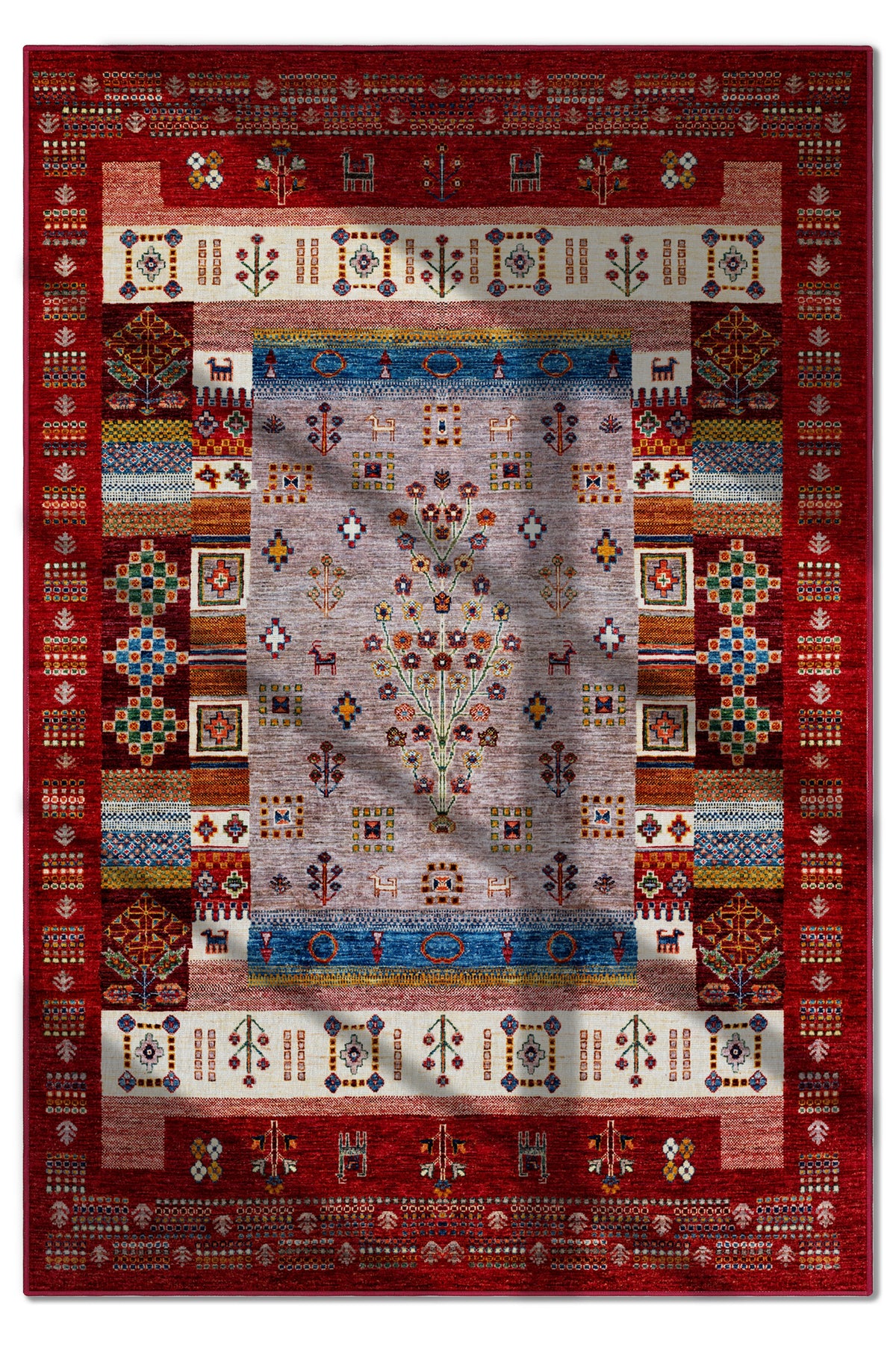Arte DS077 Vintage Çiçek Figürlü Dekoratif Şönil Halı