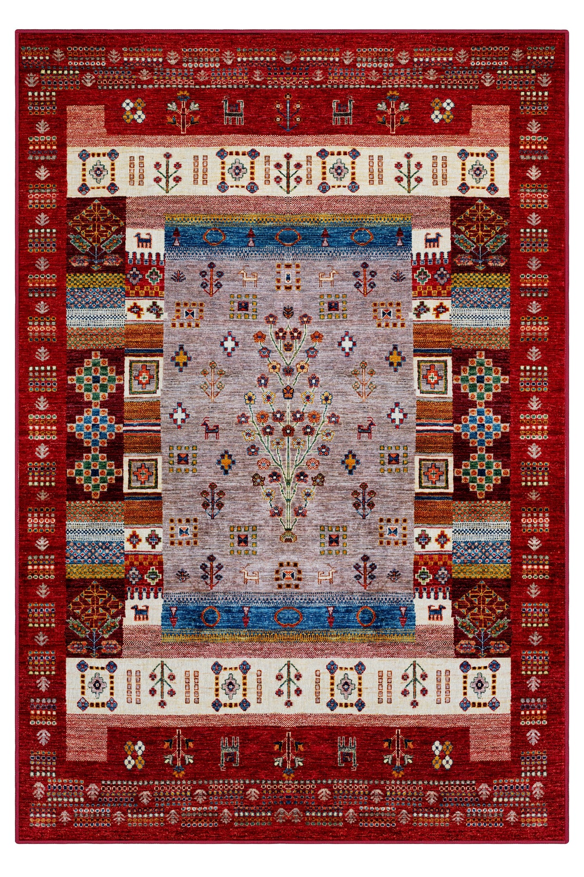 Arte DS077 Vintage Çiçek Figürlü Dekoratif Şönil Halı