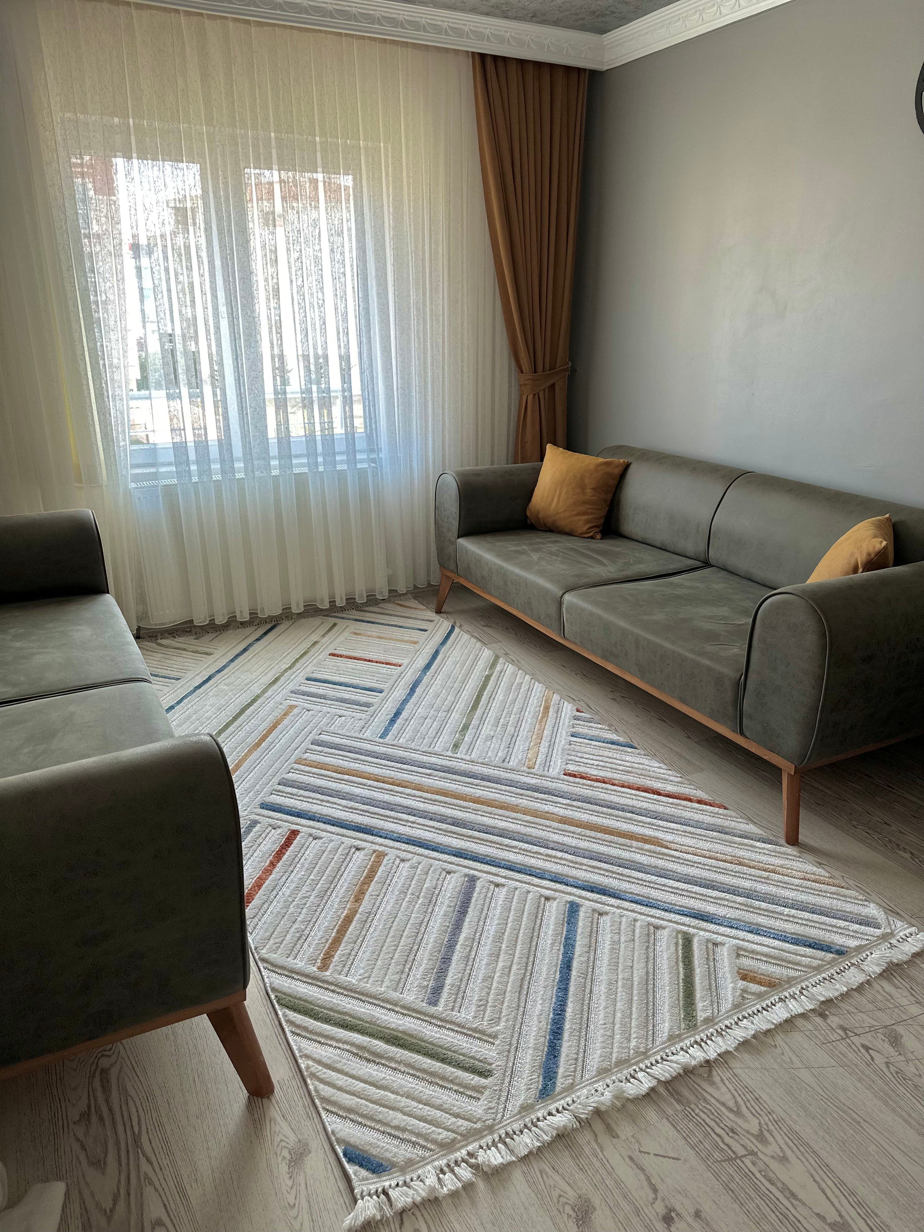 PALERMO G4 Kabartmalı Modern İskandinav Desenli Salon Halısı