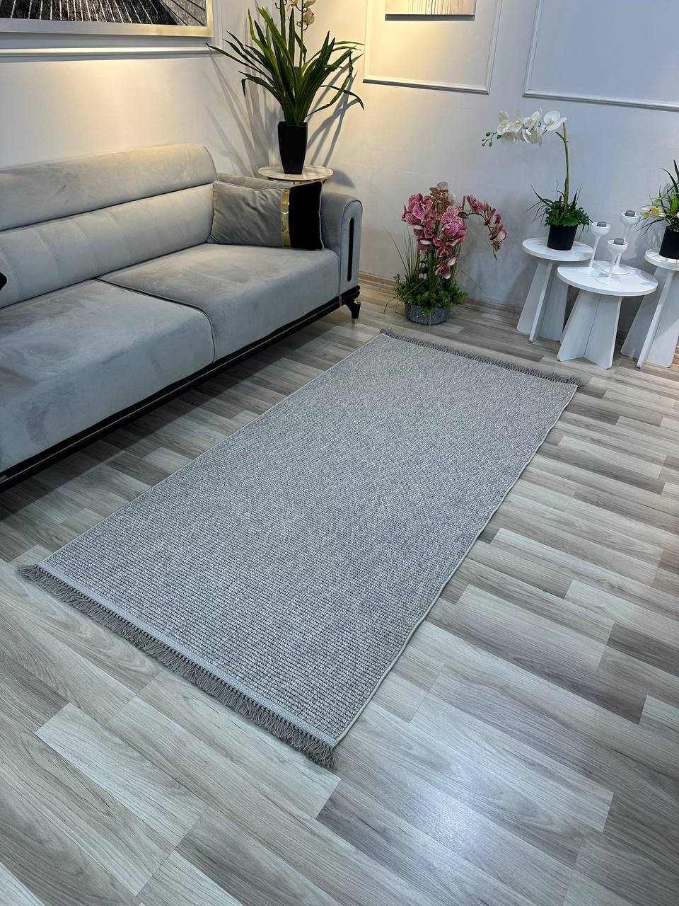 PALMAS 5013-F GRİ Yumuşak Bukle (Loop) Kabartmalı Dokuma Salon Halısı-KP