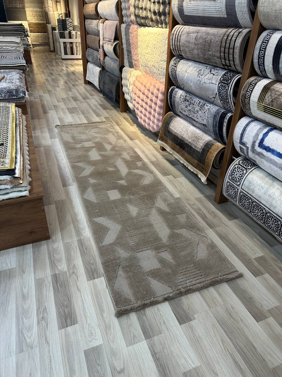 VERONA O-İZ02 KAHVE Yumuşak Sık Pamuk Dokuma Taban Salon Halısı-KP