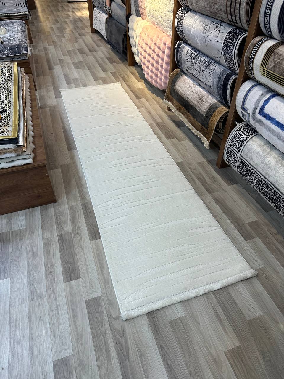 VERONA O-İZ01 KREM Yumuşak Sık Pamuk Dokuma Taban Salon Halısı-KP