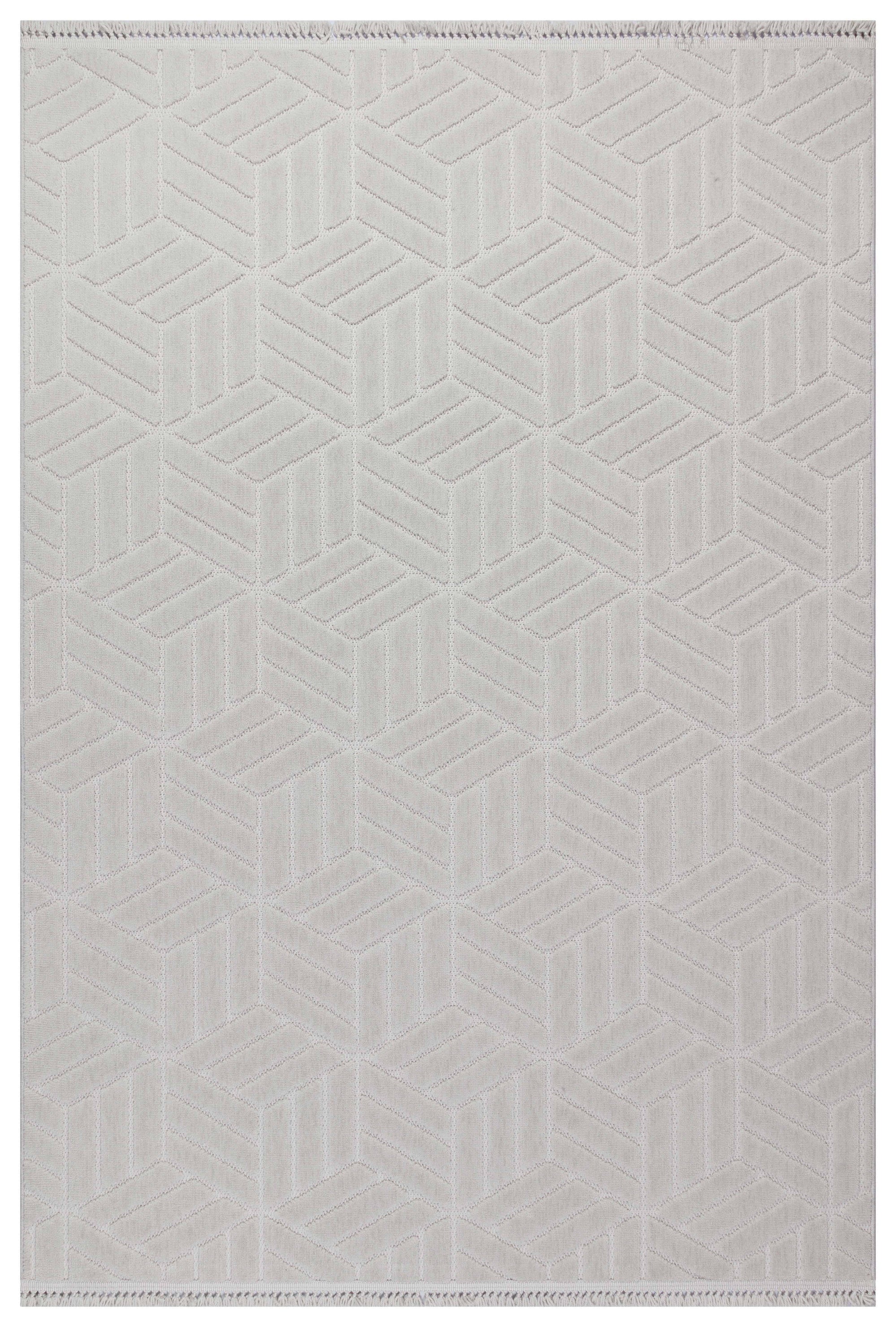 MİLAS T-LO67 GRİ Kabartmalı Modern Geometrik Desenli Salon Koridor Mutfak Halısı