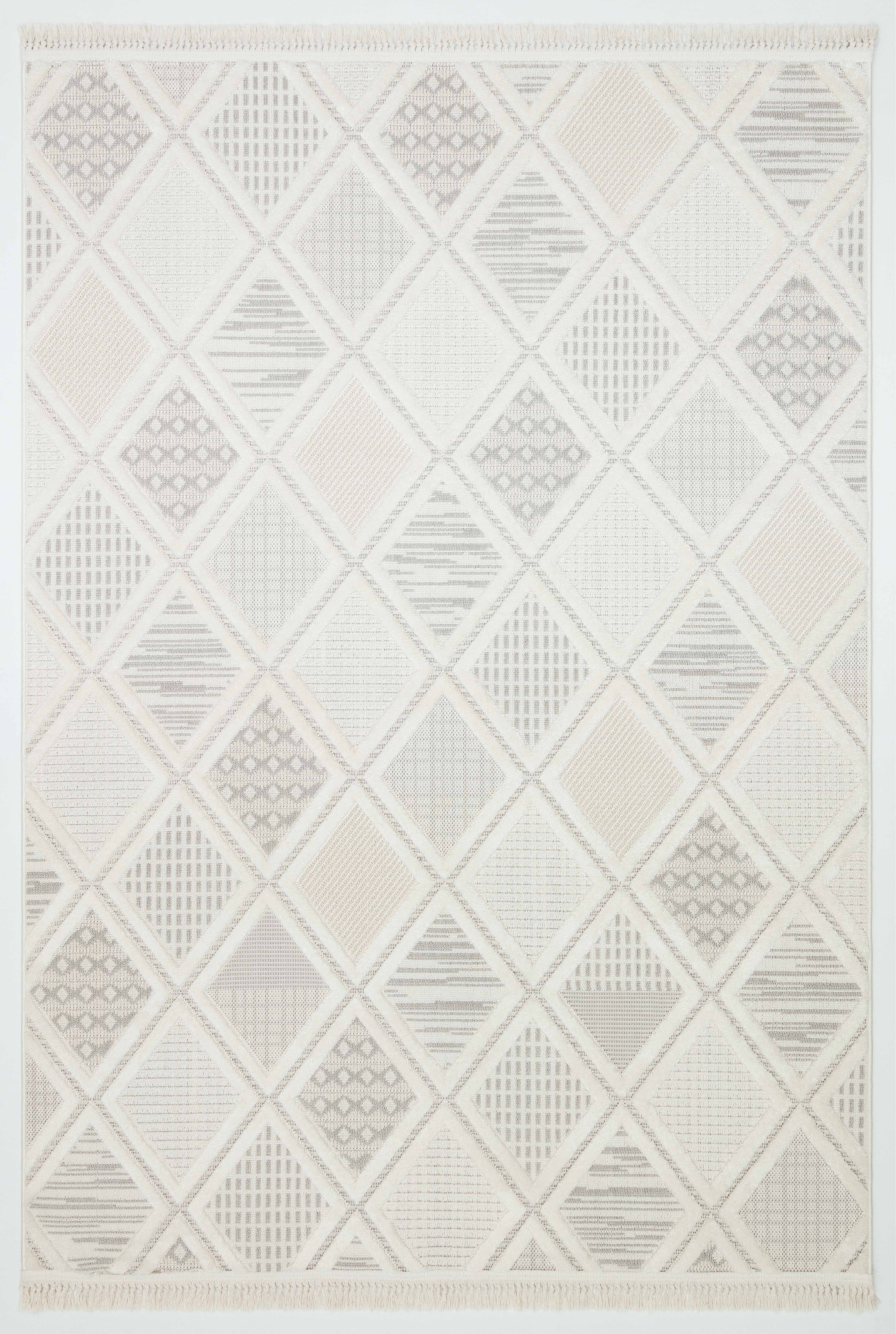 PALERMO G12-KREM/VİZON Kabartmalı Modern İskandinav Desenli Salon Halısı