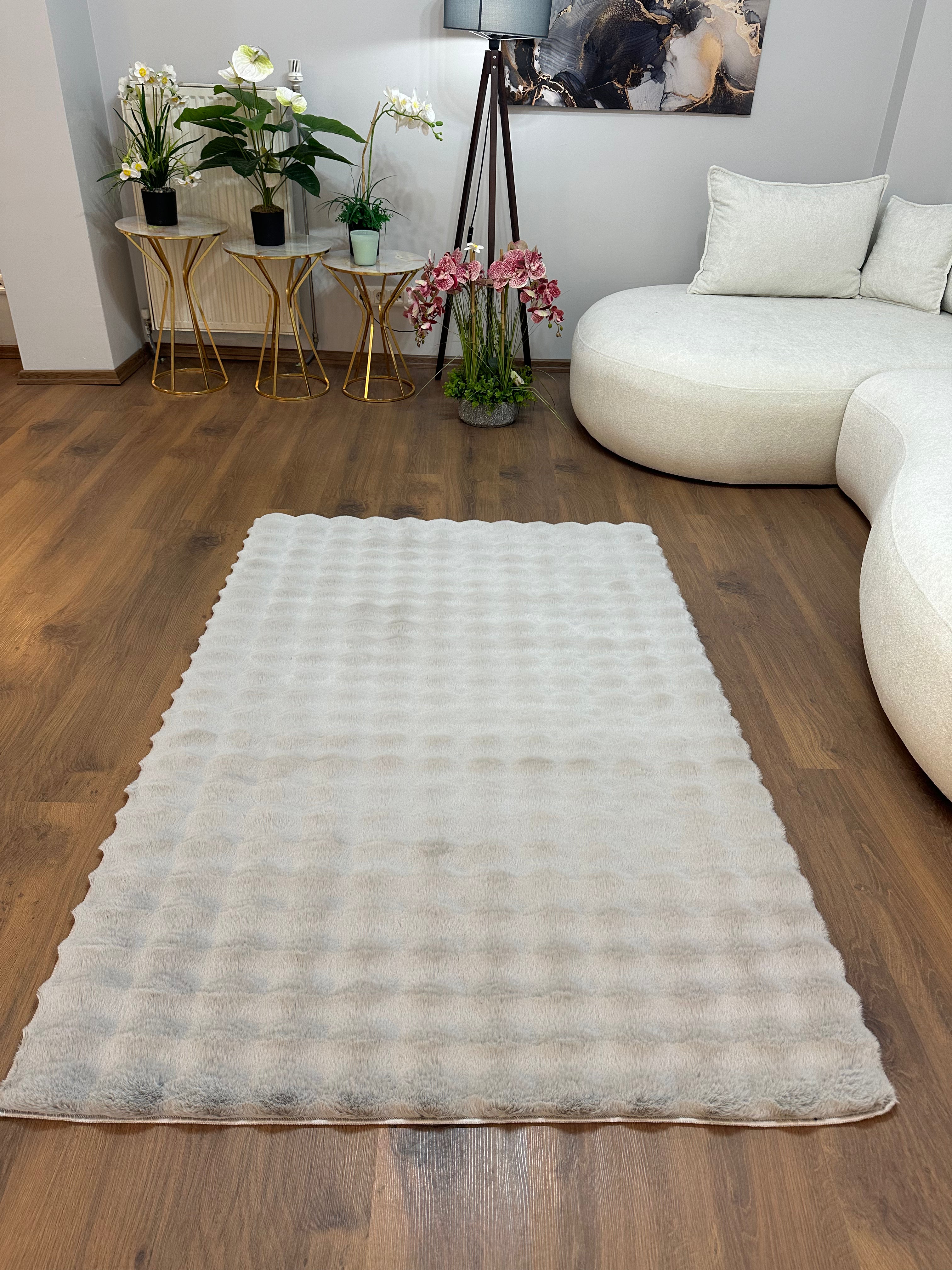 TAVŞAN BUBBLE - GRİ KAYMAZ TABAN PUFFY SHAGGY YATAK ODASI HALISI