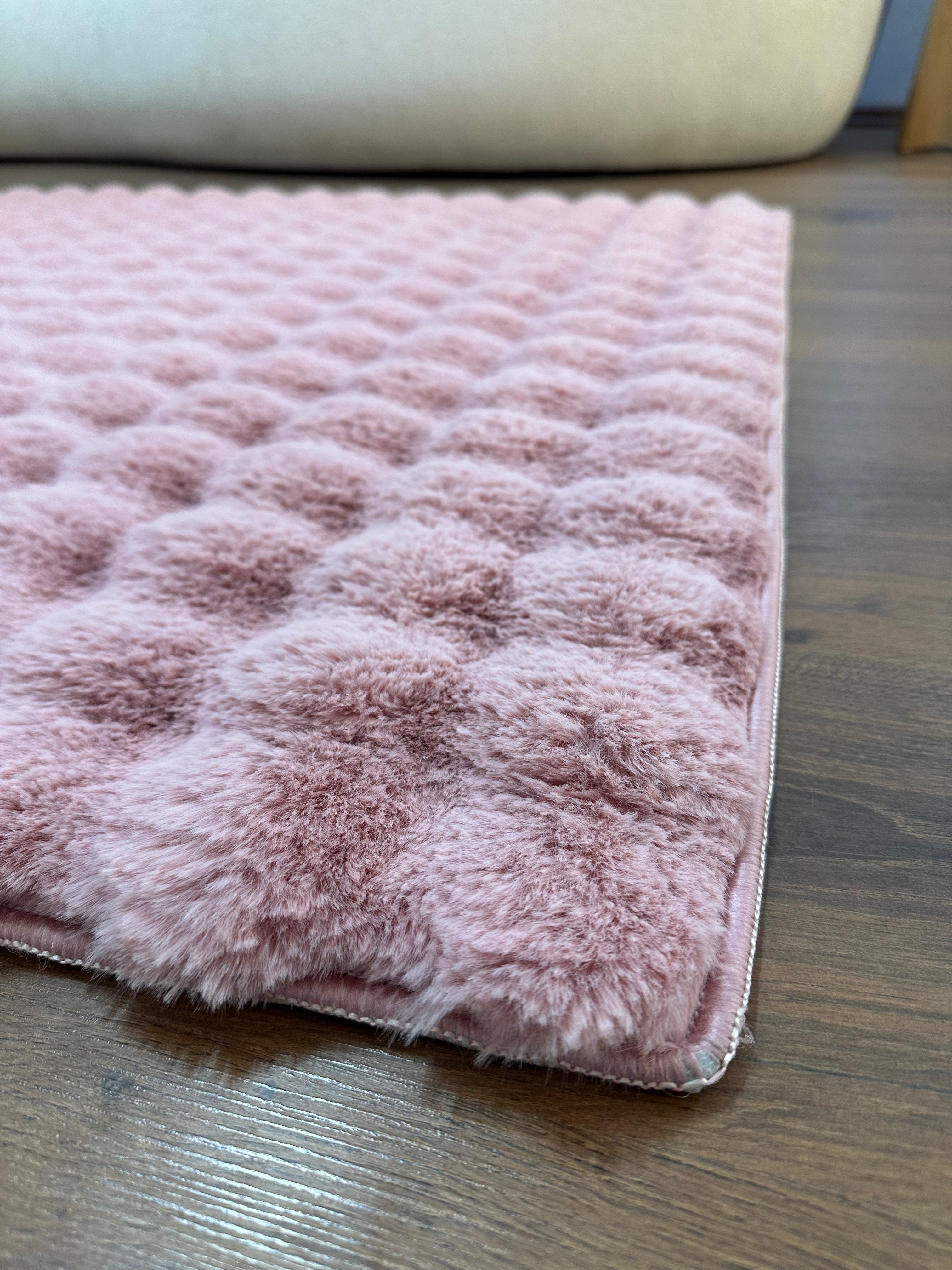 TAVŞAN BUBBLE - PUDRA KAYMAZ TABAN PUFFY SHAGGY YATAK ODASI HALISI