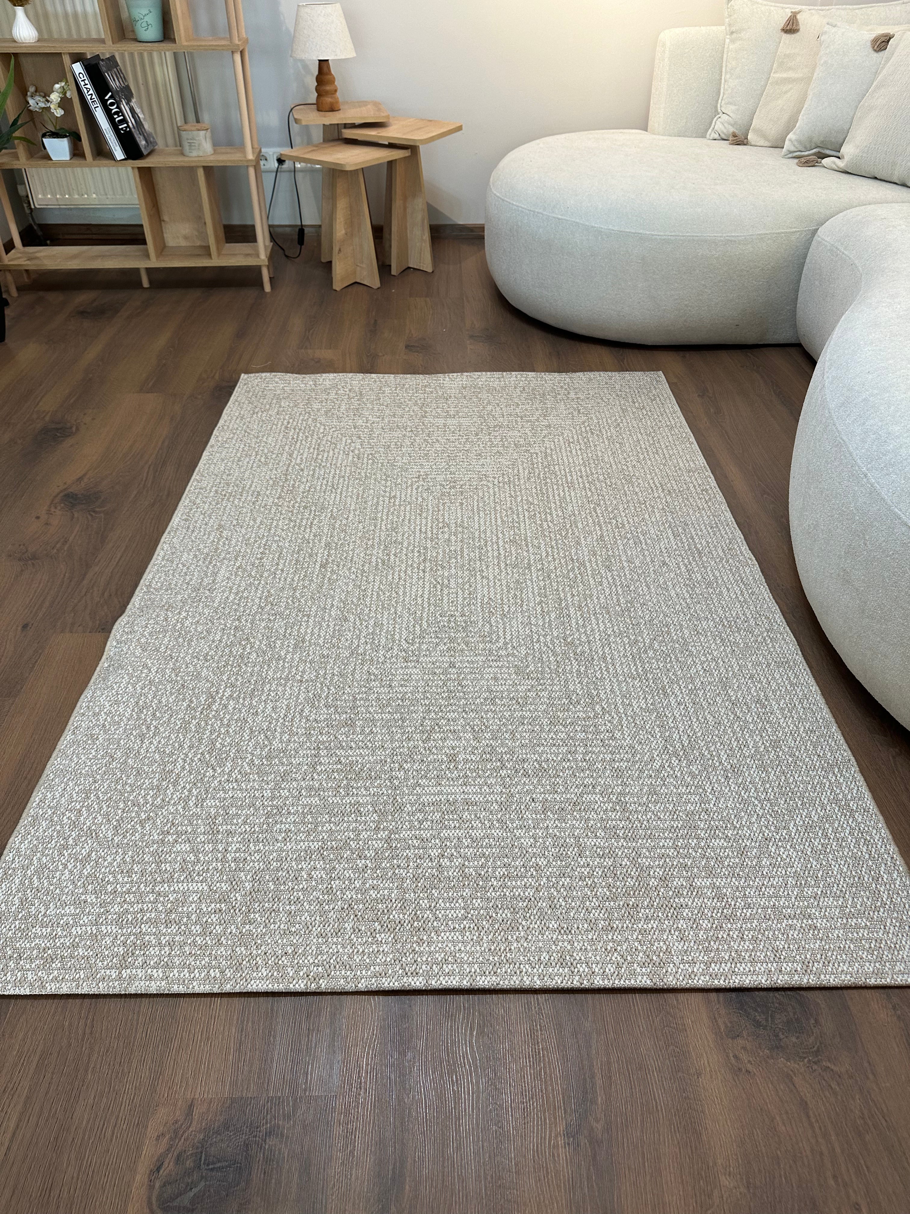 SİSAL-20 BEJ Kaymaz Taban Jüt Hasır Dokulu Doğal Salon Halısı