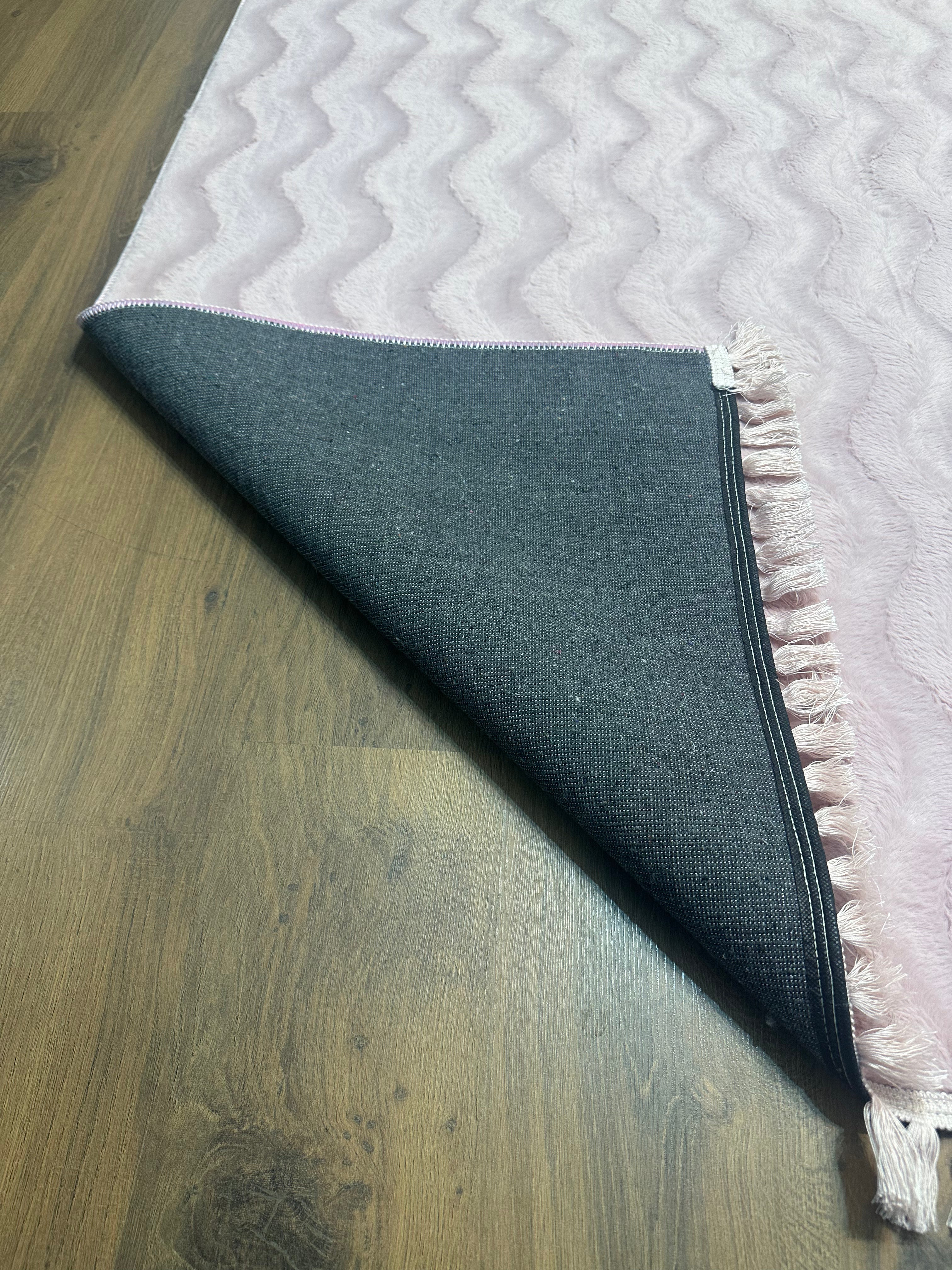 TAVŞAN WAVY - PUDRA KAYMAZ TABAN PUFFY SHAGGY YATAK ODASI HALISI