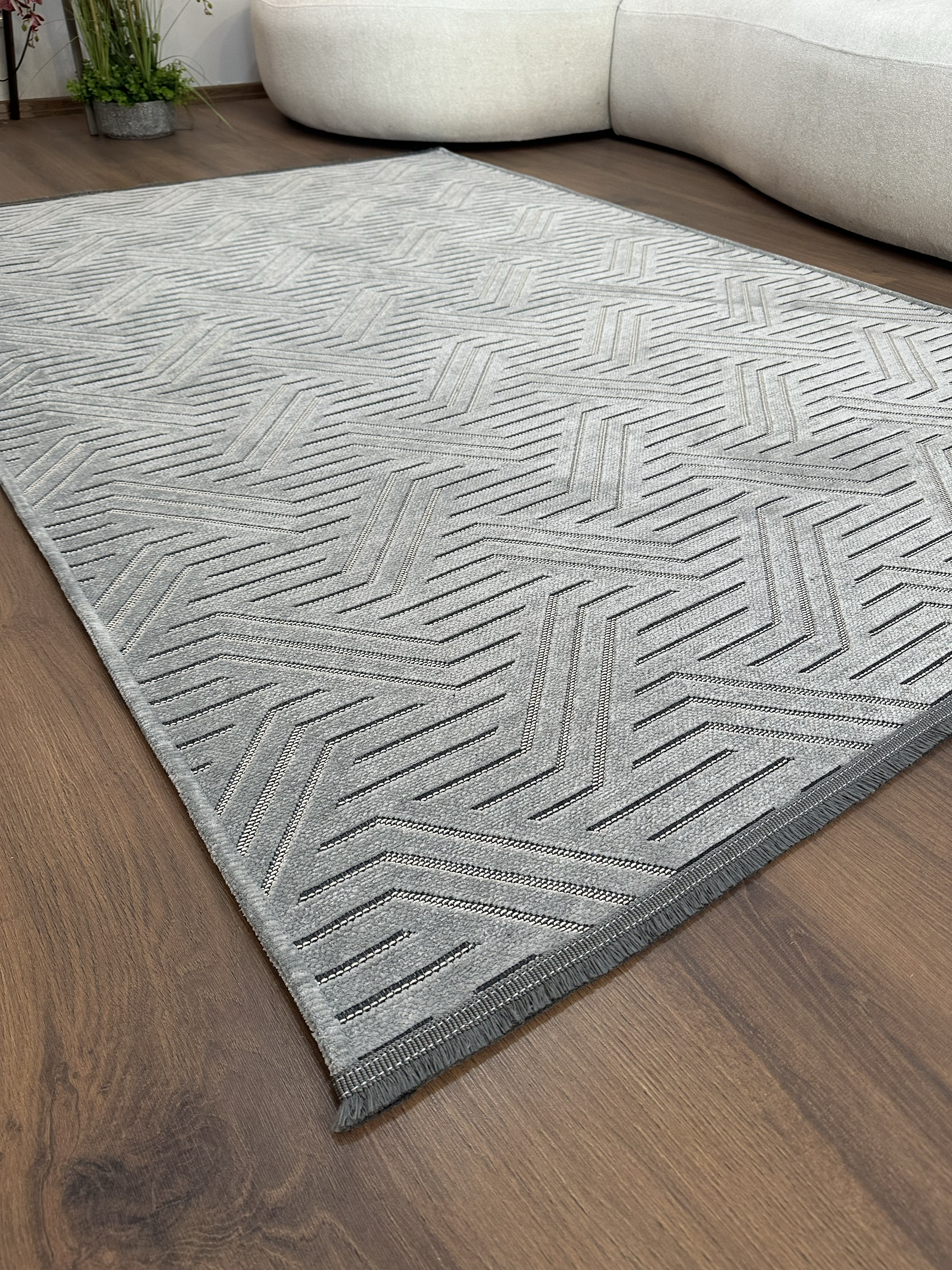 ŞÖNİL PERLA - GRİ Kaymaz Taban Salon Şönil Kilim Dokuma Halı