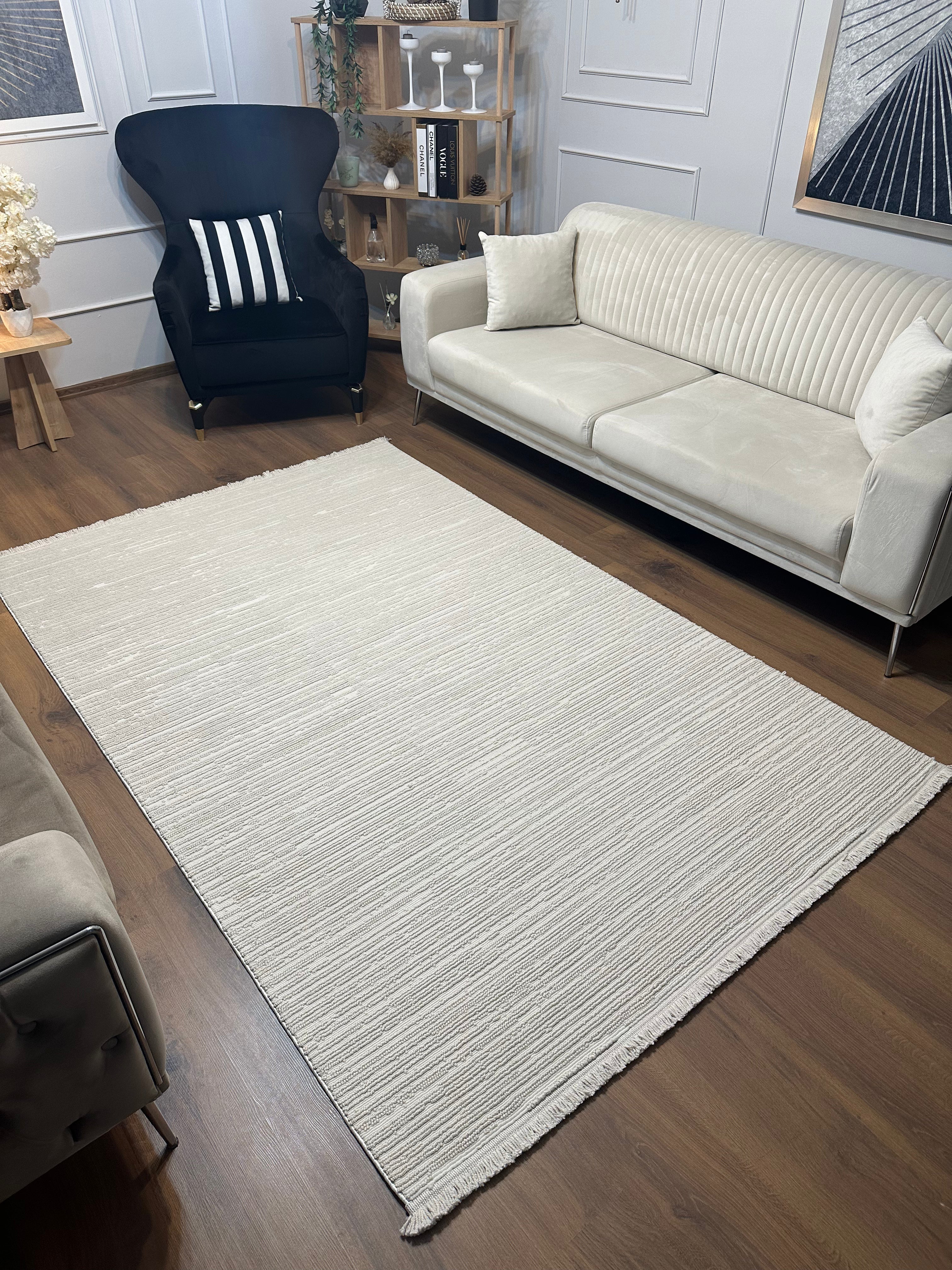 PALERMO C1-BEJ Kabartmalı Modern Desenli Salon Halısı
