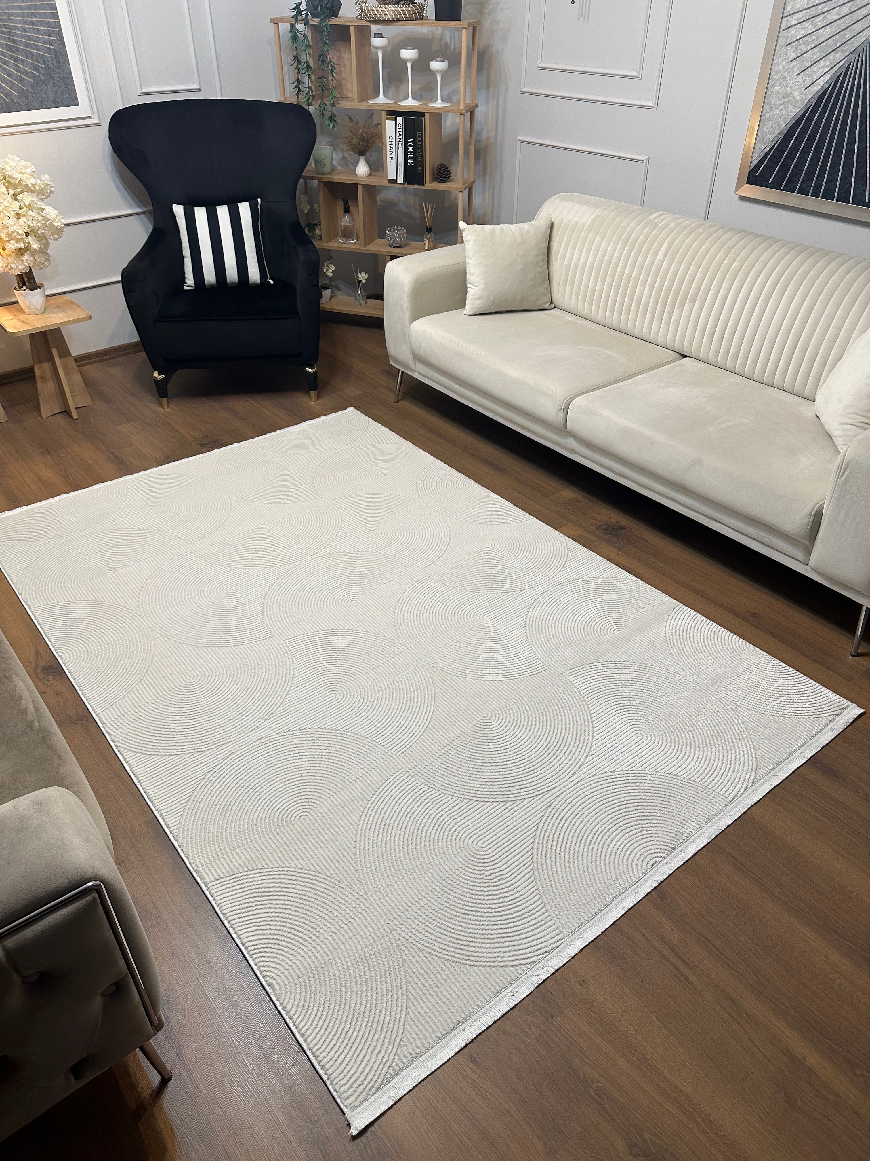GENOA A-F1014 KREM Yumuşak Sık Dokuma Modern Salon Koridor Halısı