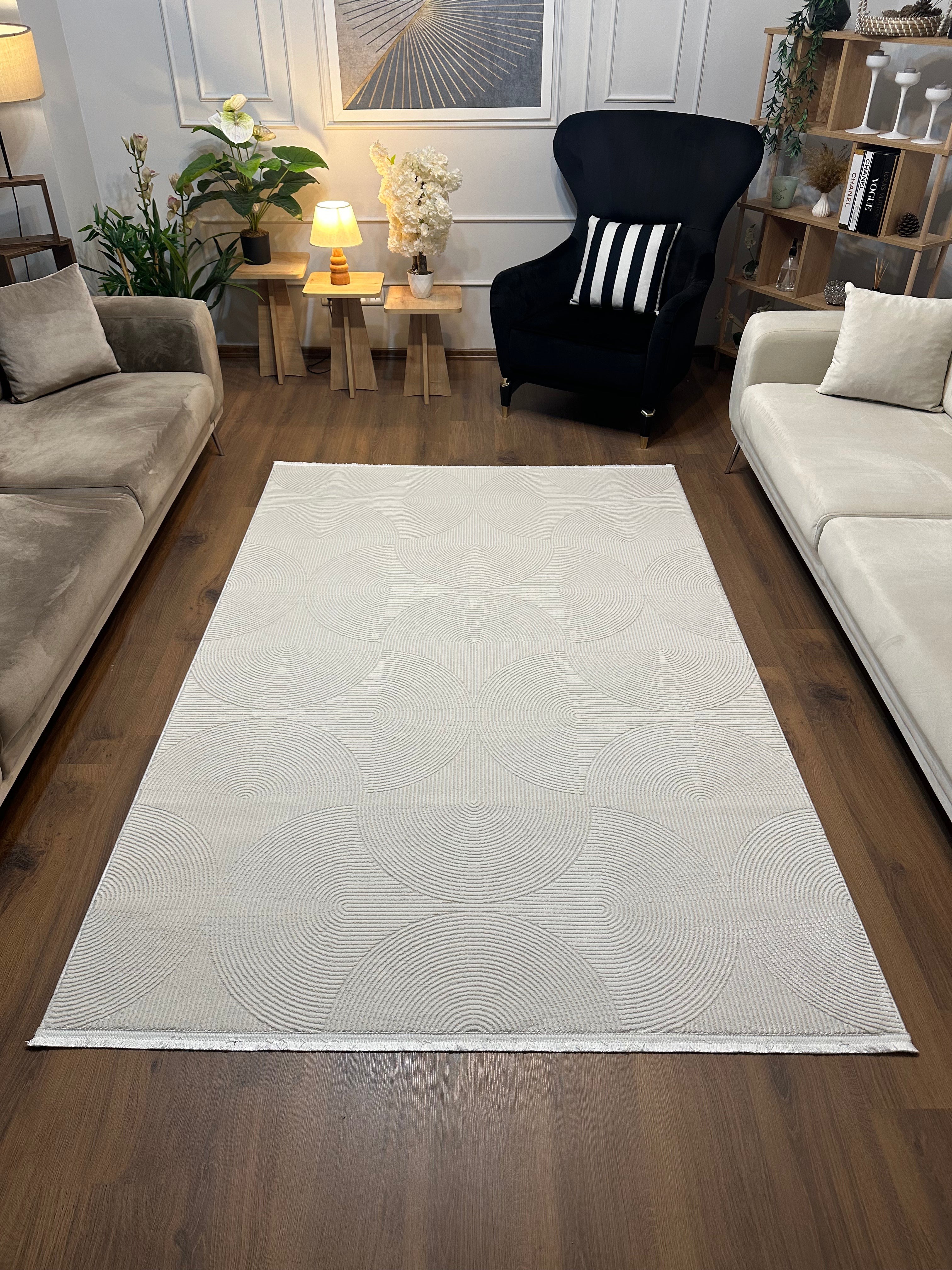 GENOA A-F1014 KREM Yumuşak Sık Dokuma Modern Salon Koridor Halısı