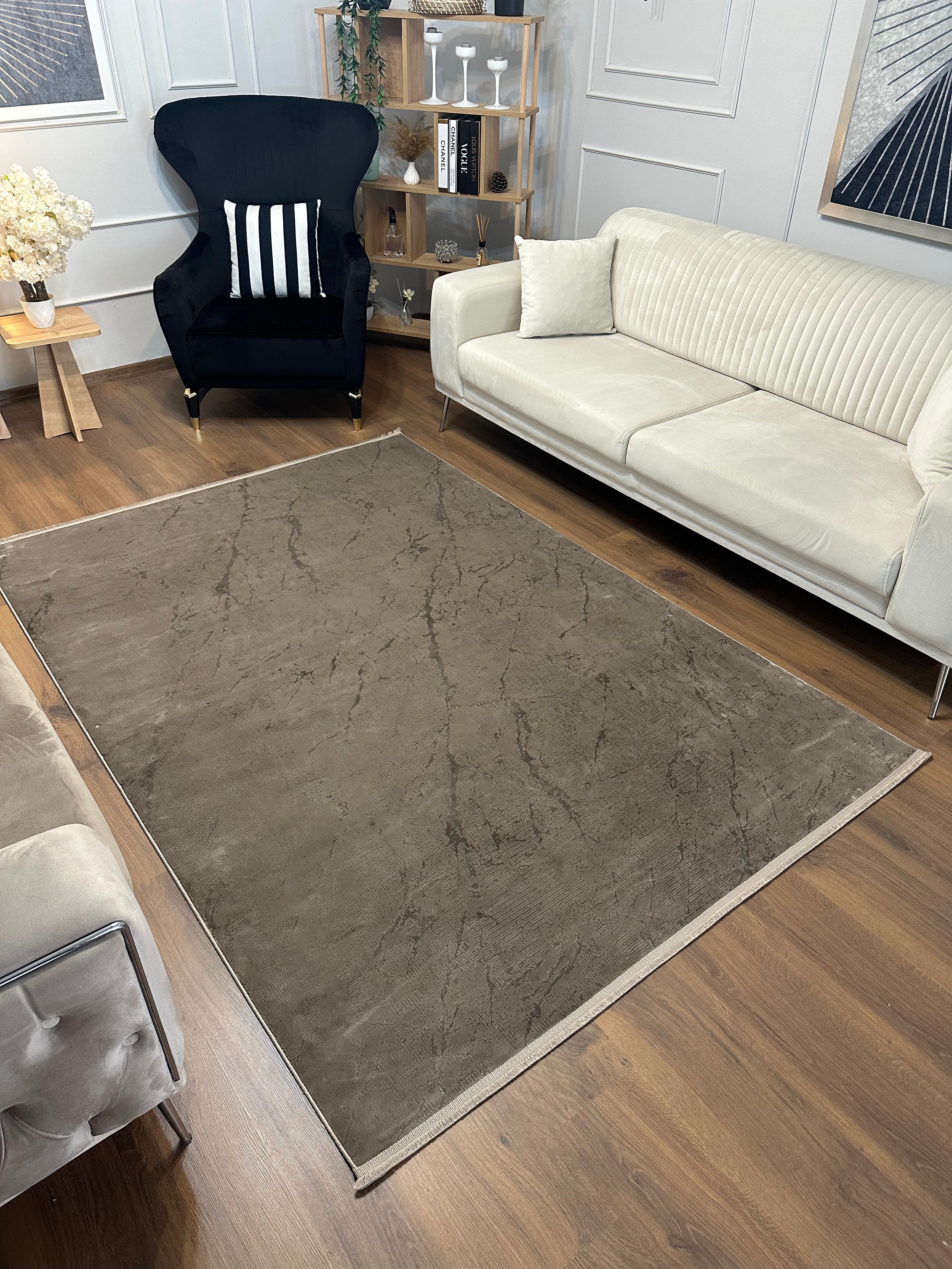 LOTUS C27-VİZON Kaymaz Taban Sentetik Bambu Parlak Saten Salon Halısı-004