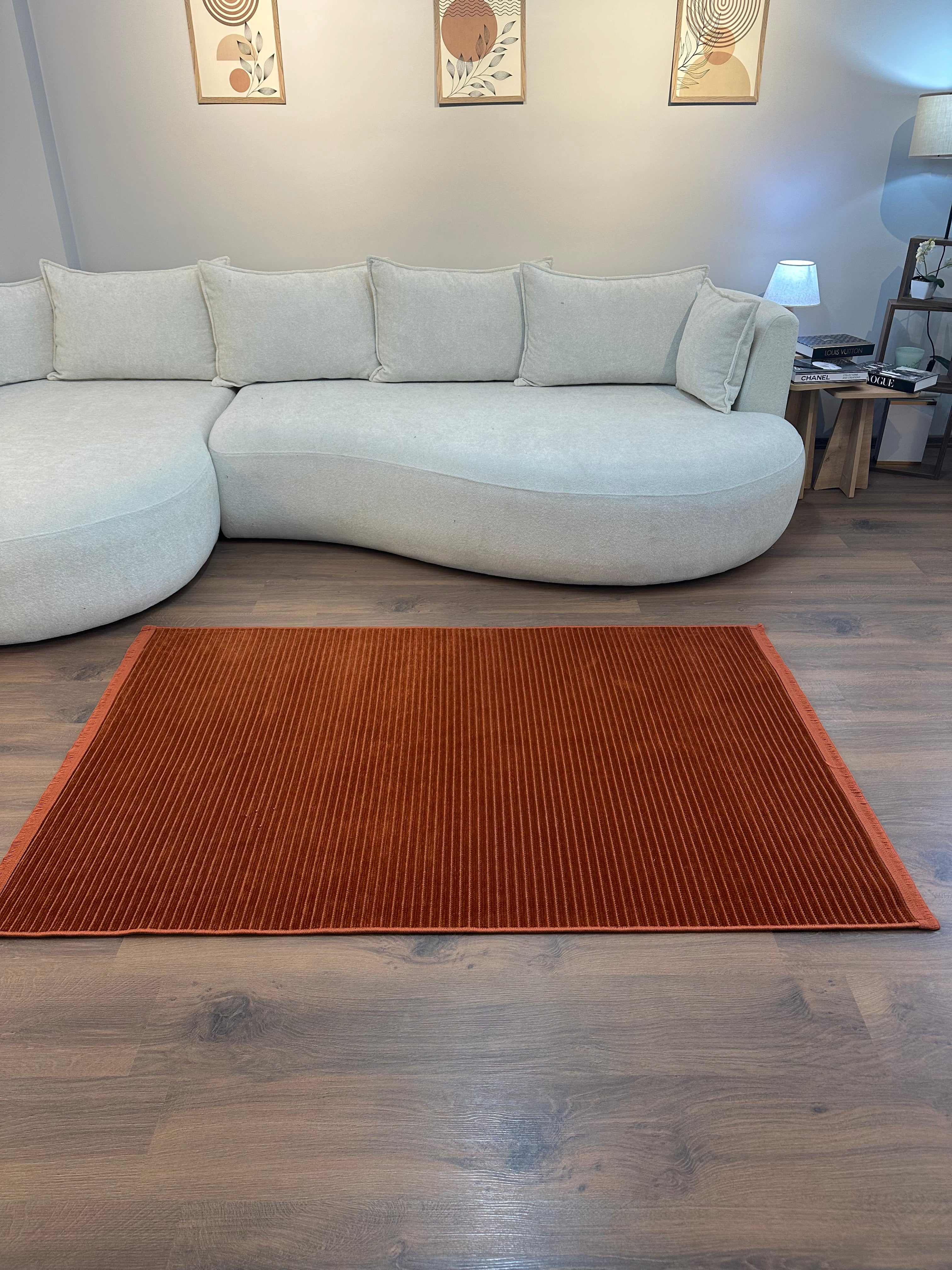 ŞÖNİL LİDYA - KİREMİT Kaymaz Taban Salon Koridor Mutfak Şönil Kilim Dokuma Halı