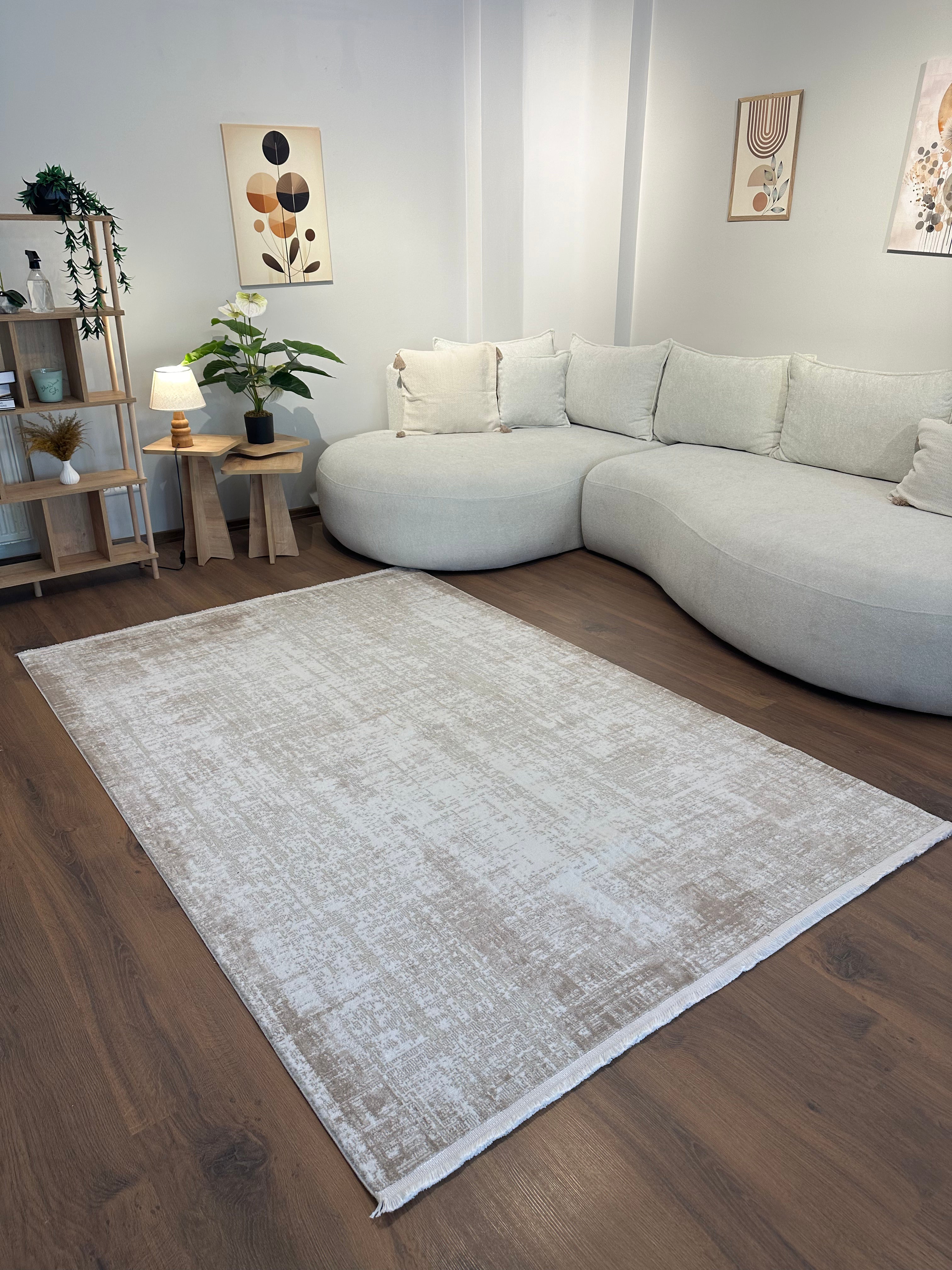 İCON T-MD02–BEJ Modern Yumuşak Salon Koridor Mutfak Makine Dokuma Halısı