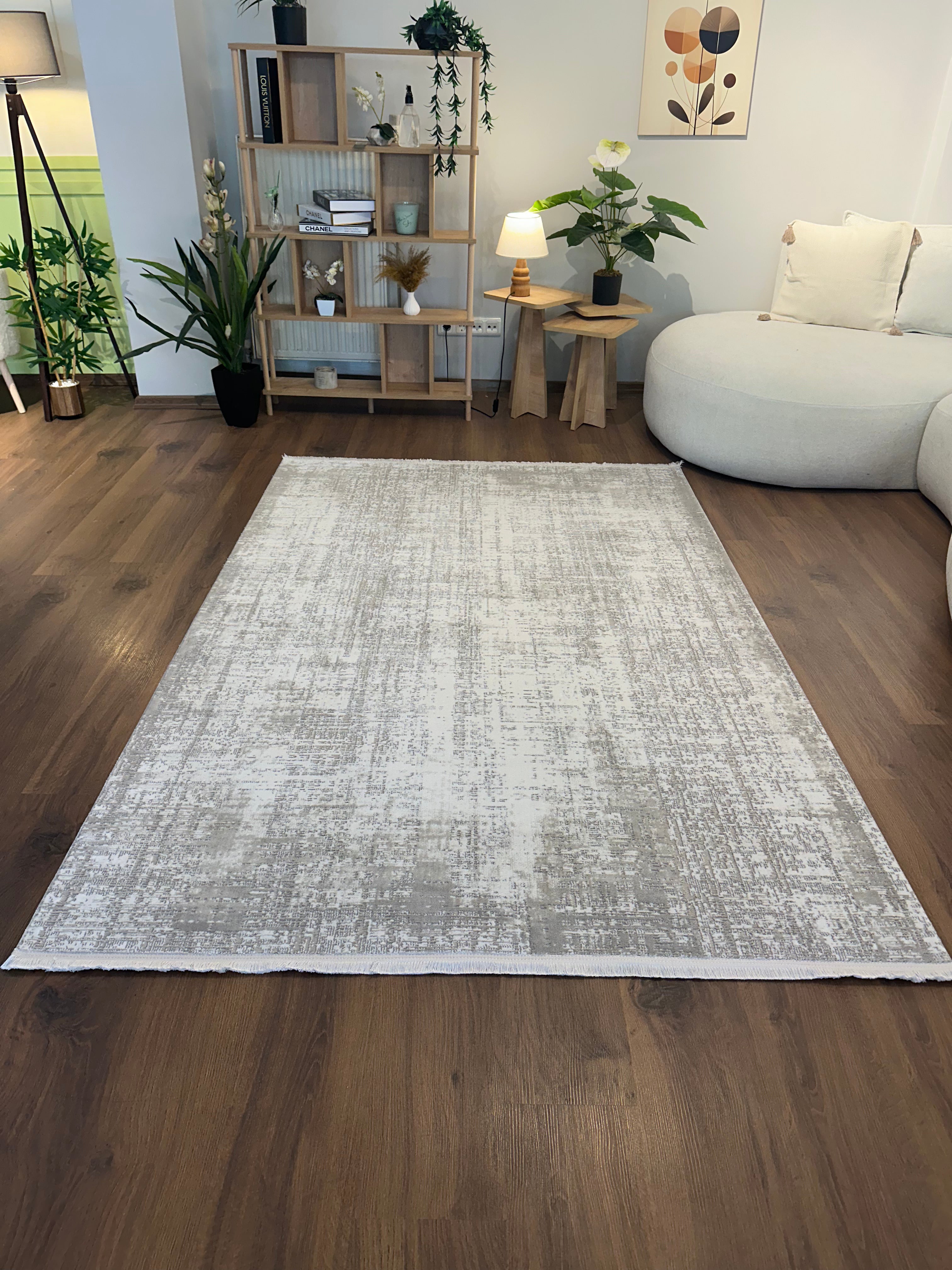 İCON T-MD01–GRİ Modern Yumuşak Salon Koridor Mutfak Makine Dokuma Halısı