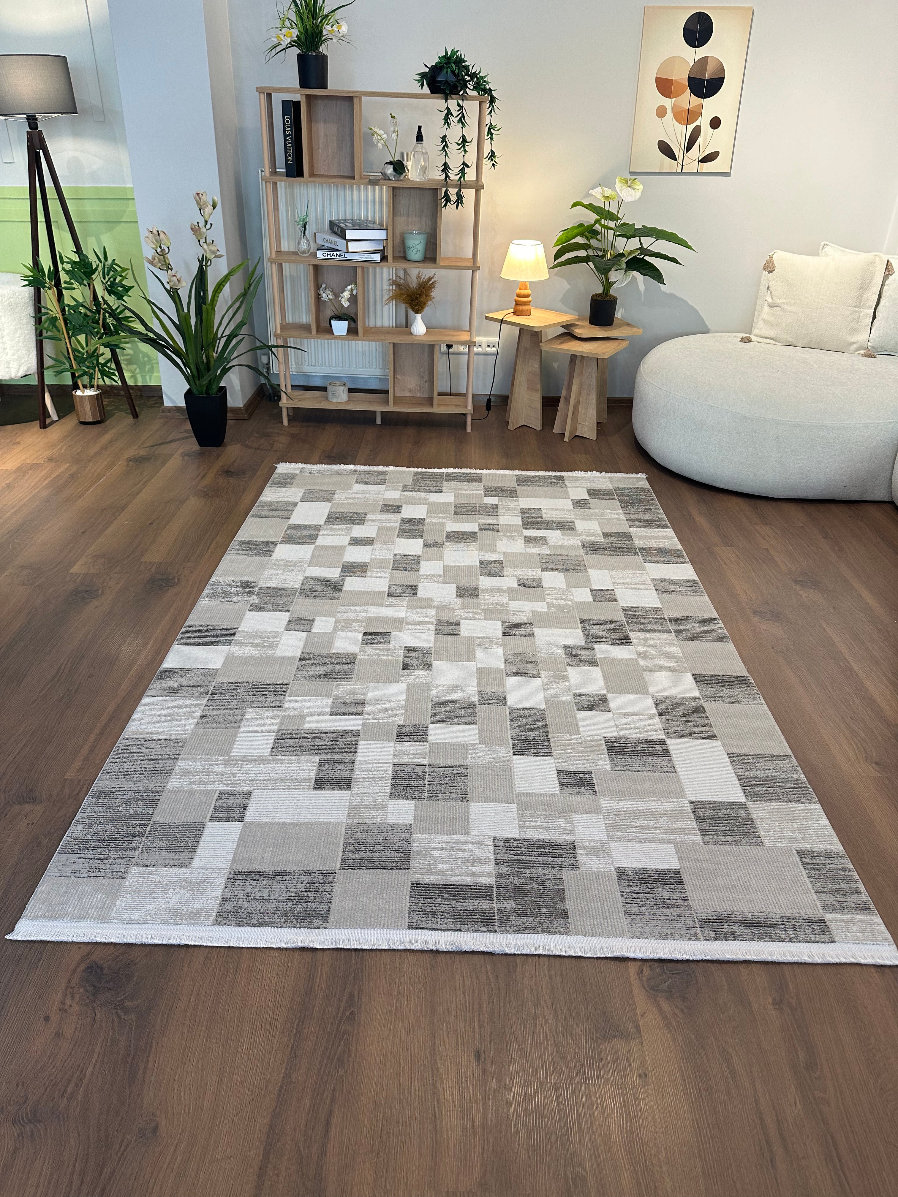 İCON T-MD06–GRİ Modern Yumuşak Salon Koridor Mutfak Makine Dokuma Halısı