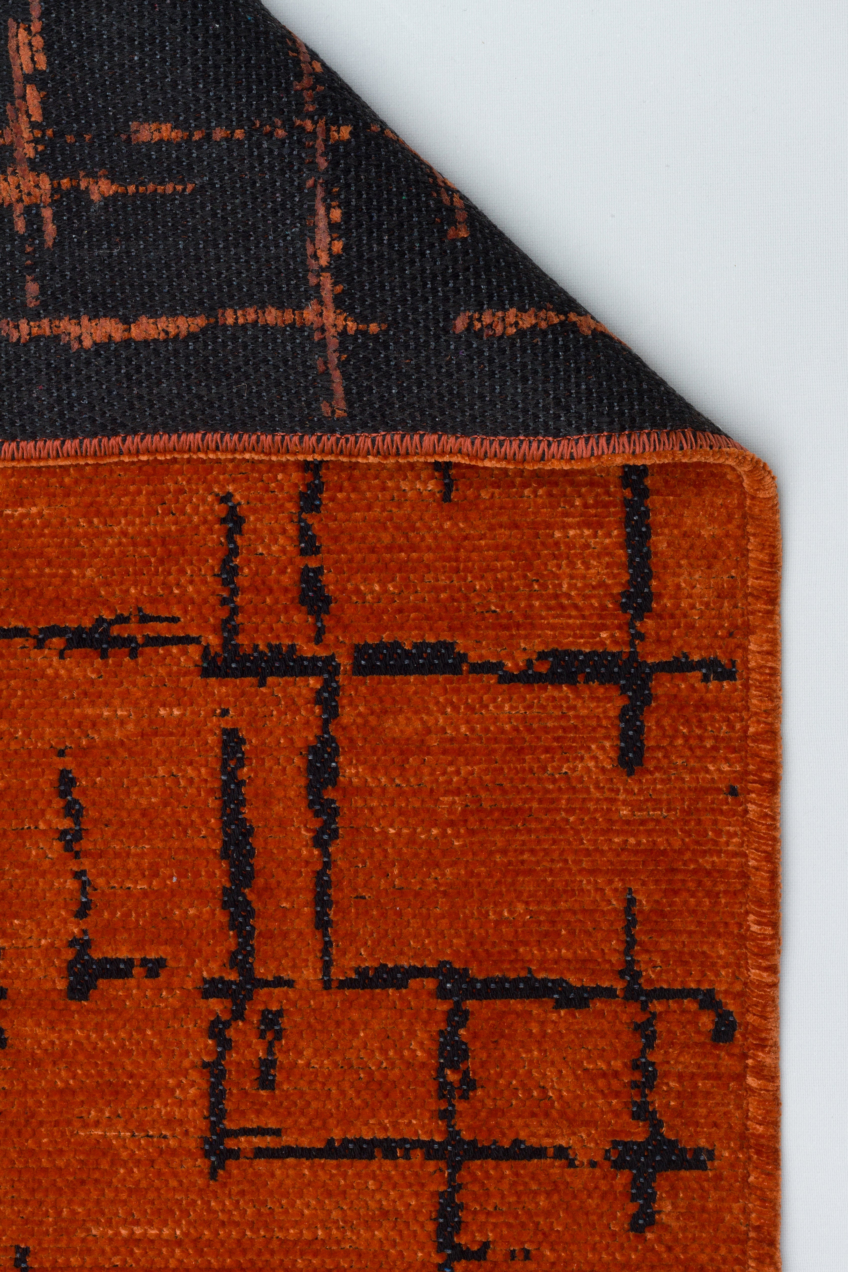 ŞÖNİL HÜNKAR Kaymaz Taban İskandinav Desenli Salon Koridor Mutfak Şönil Kilim Dokuma Halı-KİREMİT
