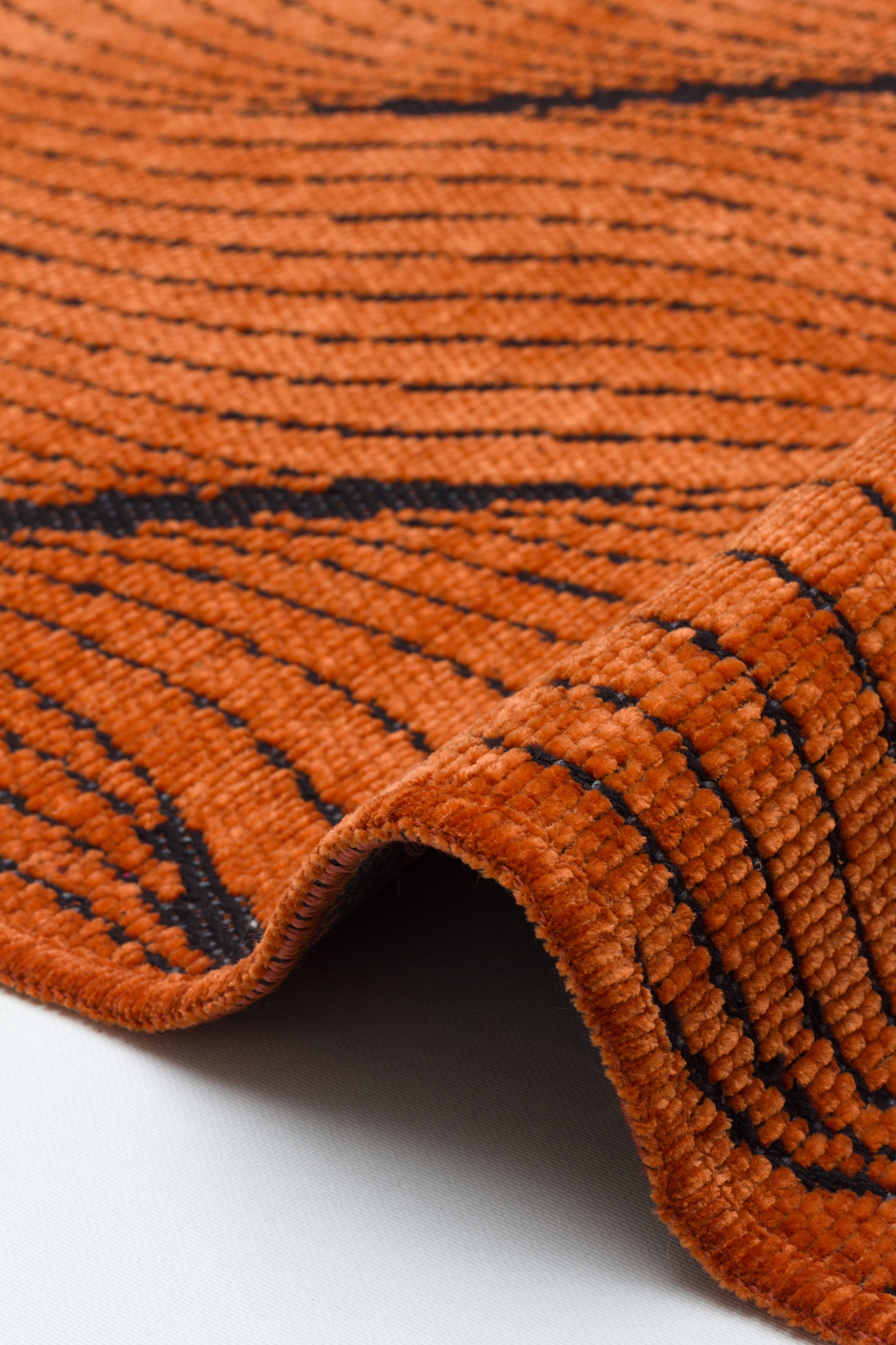 ŞÖNİL FERİ Kaymaz Taban İskandinav Desenli Salon Koridor Mutfak Şönil Kilim Dokuma Halı-KİREMİT