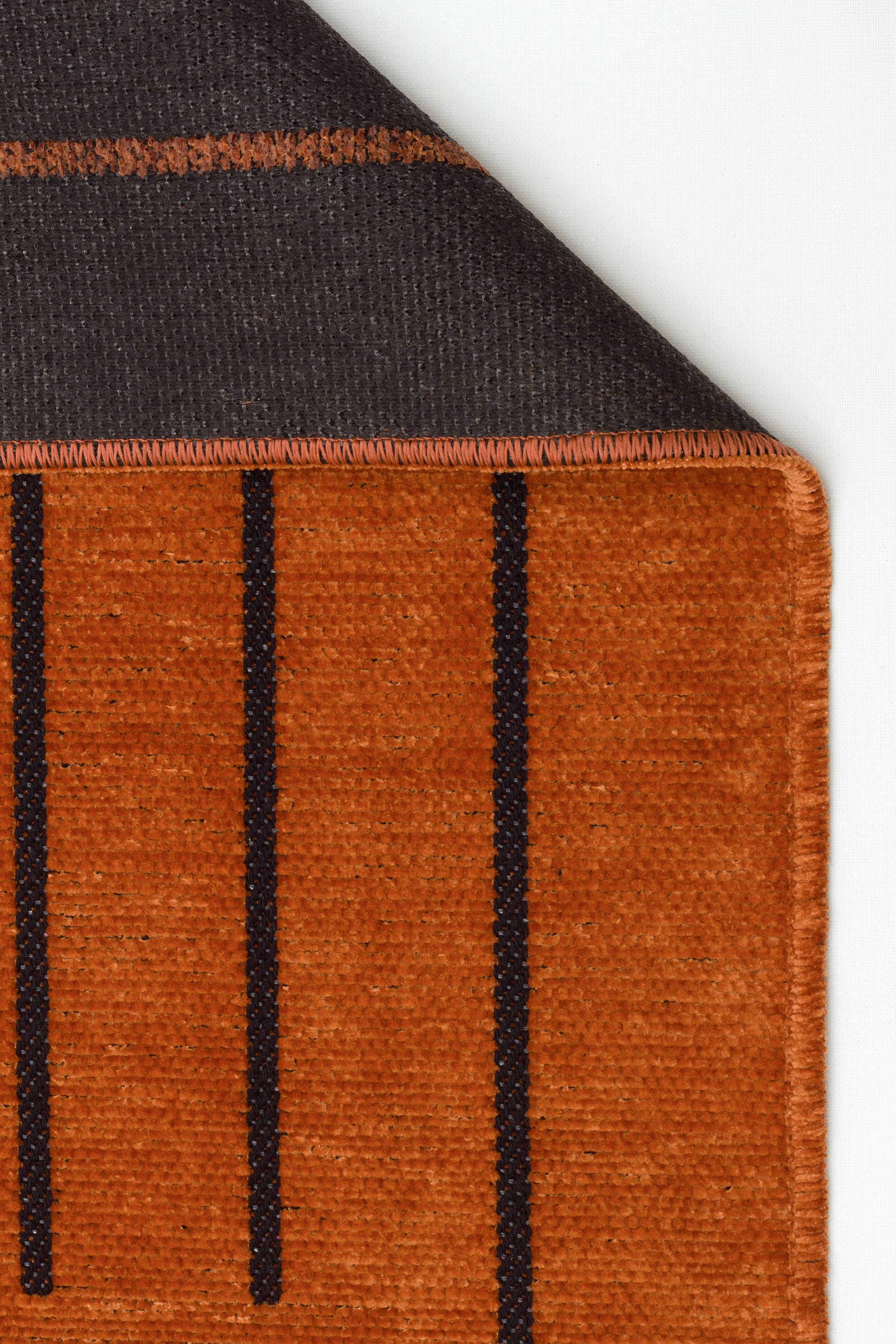 ŞÖNİL LİNE Kaymaz Taban İskandinav Desenli Salon Koridor Mutfak Şönil Kilim Dokuma Halı-KİREMİT