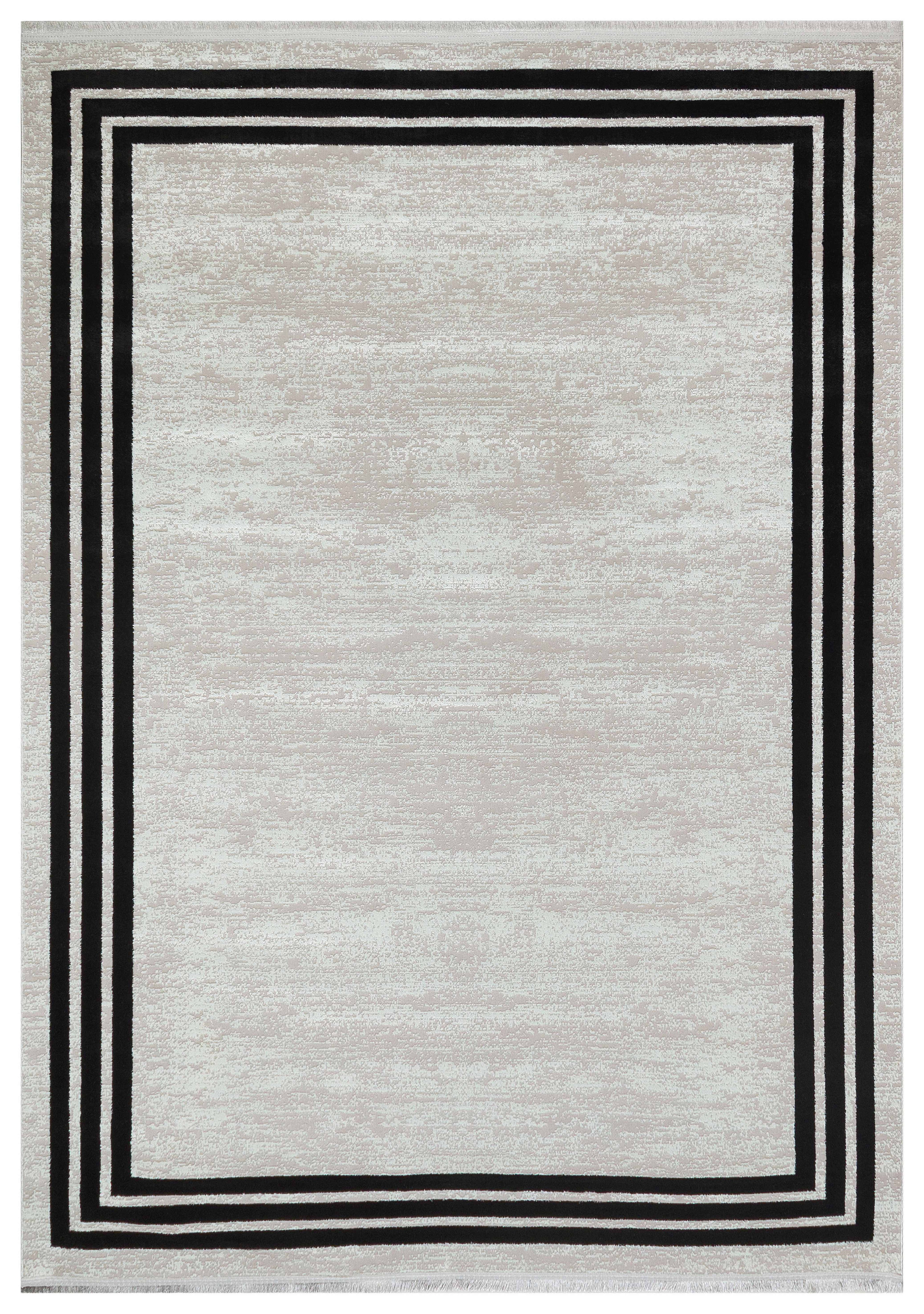 SÜMER 8032-S-GÜMÜŞ/SİYAH Kaymaz Taban Sentetik Bambu Parlak Saten Salon Halısı