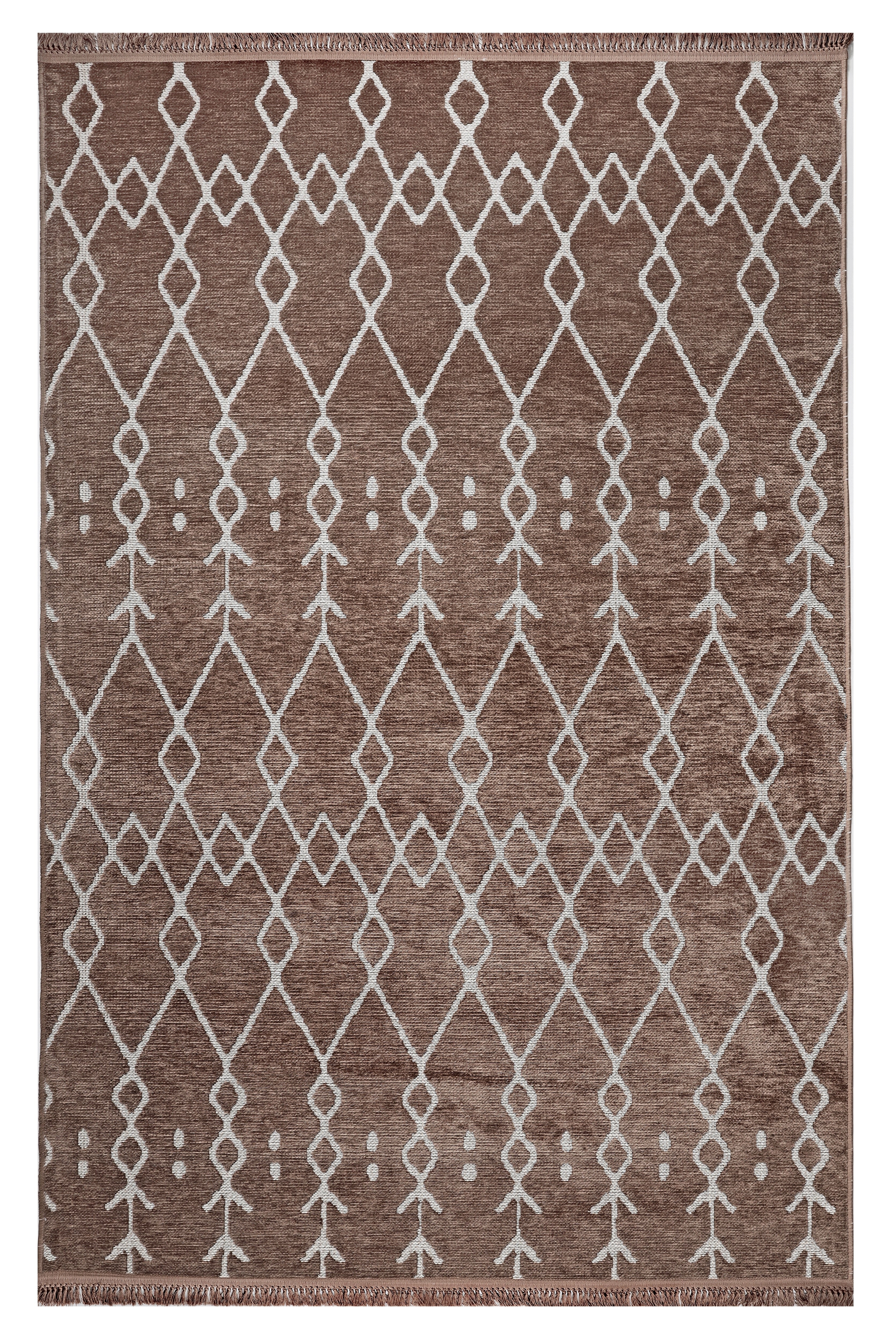 ŞÖNİL MODERN - KAHVE Kaymaz Taban İskandinav Desenli Salon Koridor Mutfak Şönil Kilim Dokuma Halı
