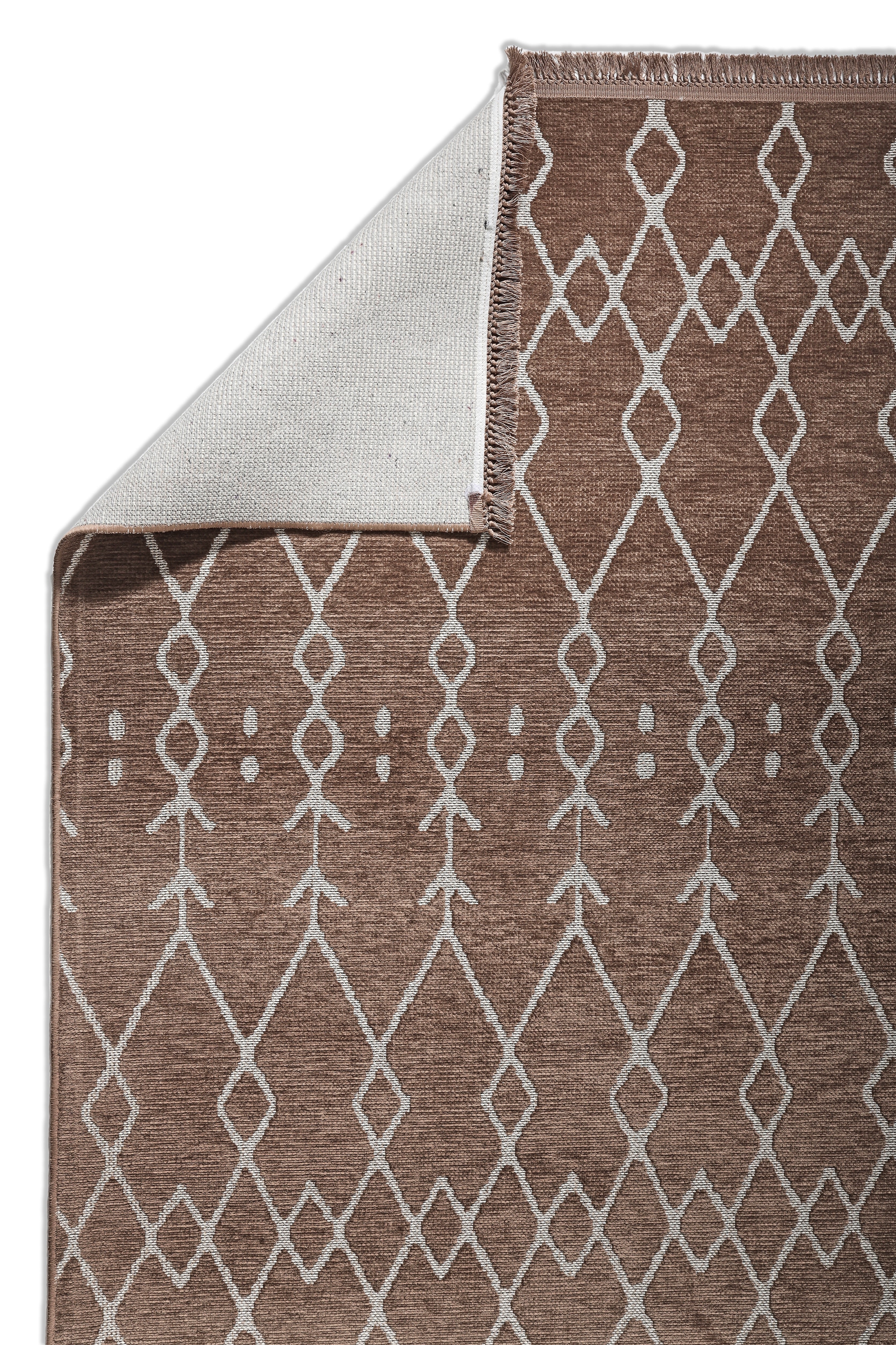 ŞÖNİL MODERN - KAHVE Kaymaz Taban İskandinav Desenli Salon Koridor Mutfak Şönil Kilim Dokuma Halı