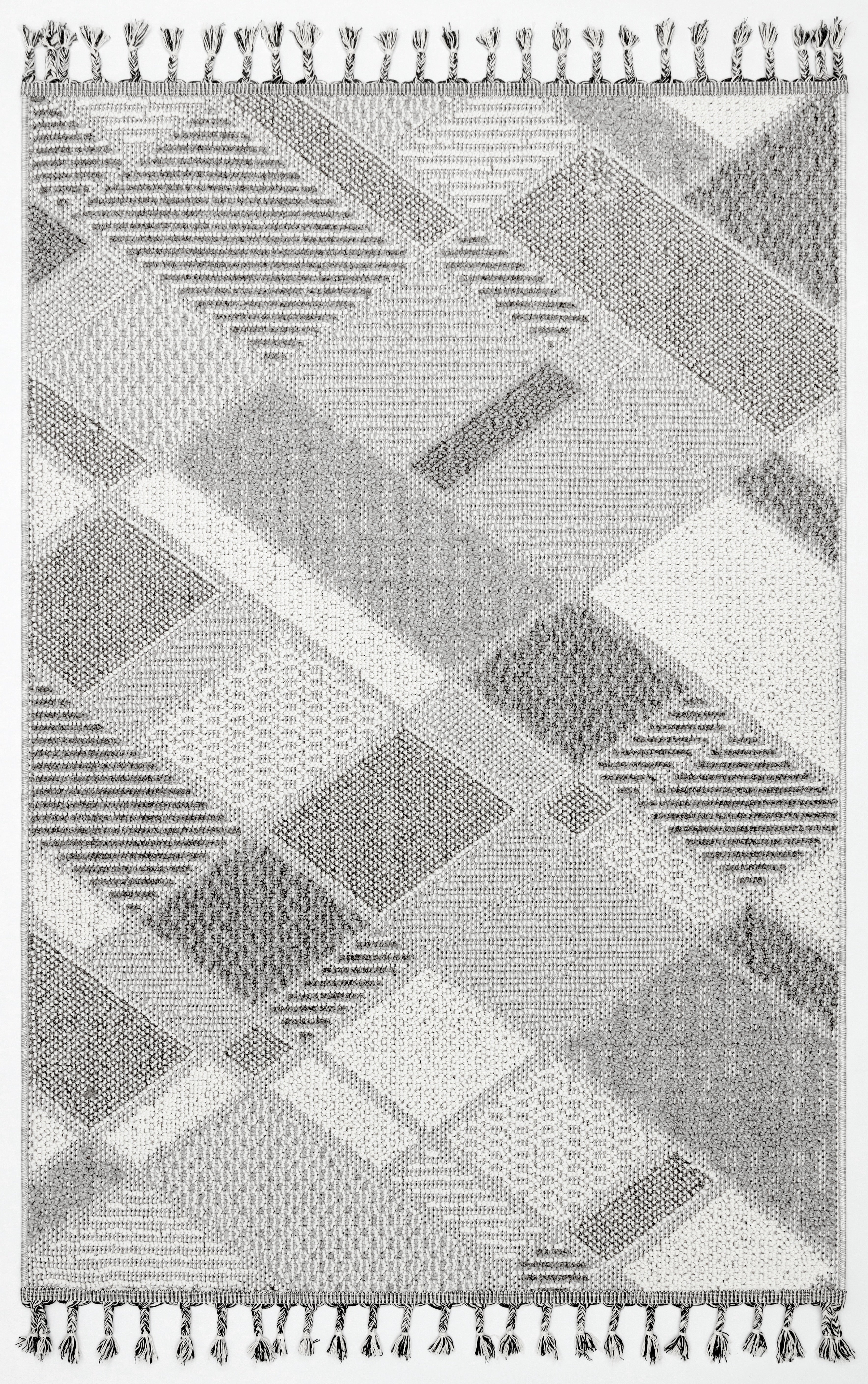 OSLO T-01 GRİ Yumuşak Bukle (Loop) Geometrik Desenli Salon HalısI
