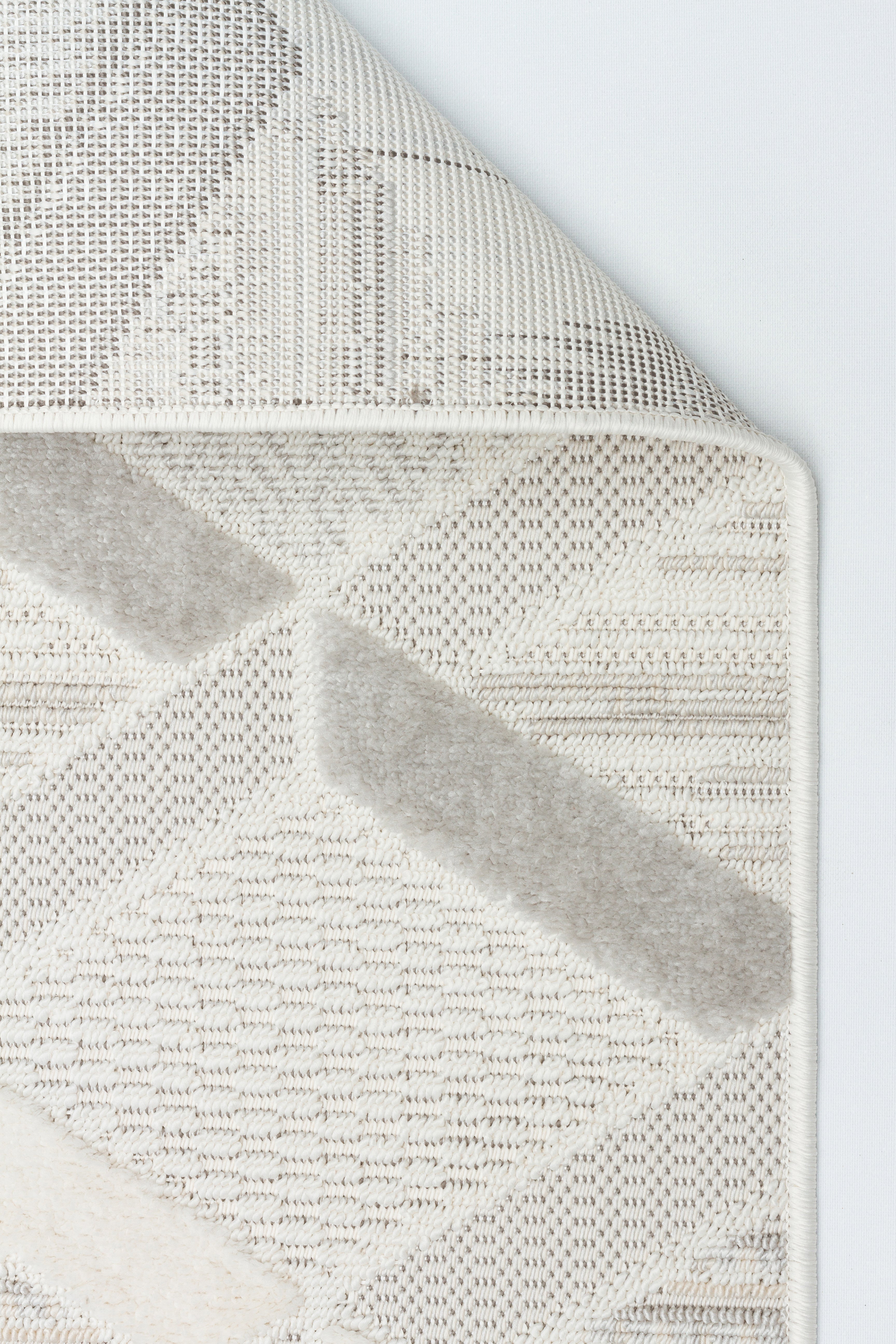 İCON T-PE01-KREM Kabartmalı Modern Geometrik Desenli Salon Halısı