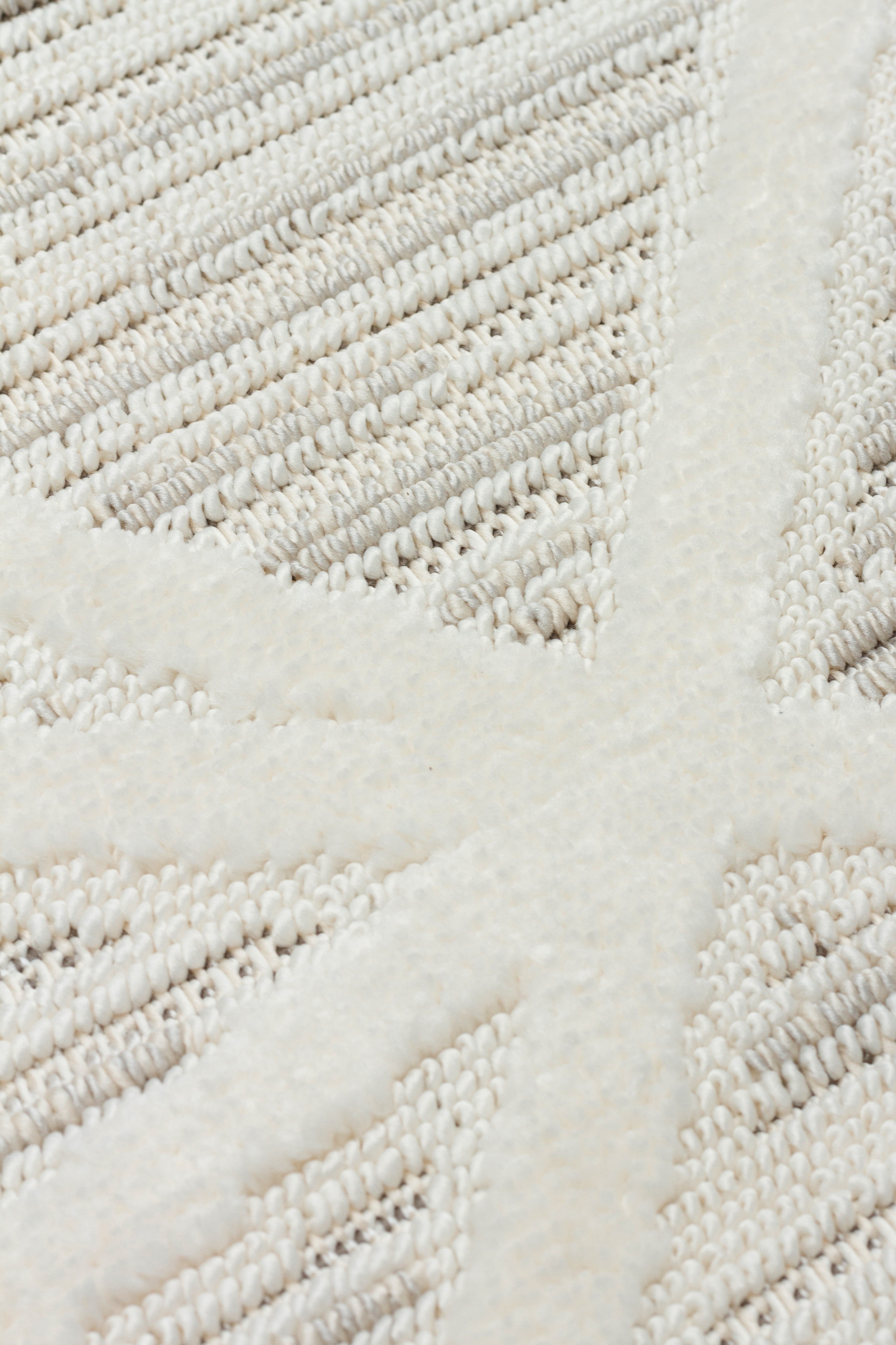 İCON T-PE04-KREM Kabartmalı Modern Geometrik Desenli Salon Halısı