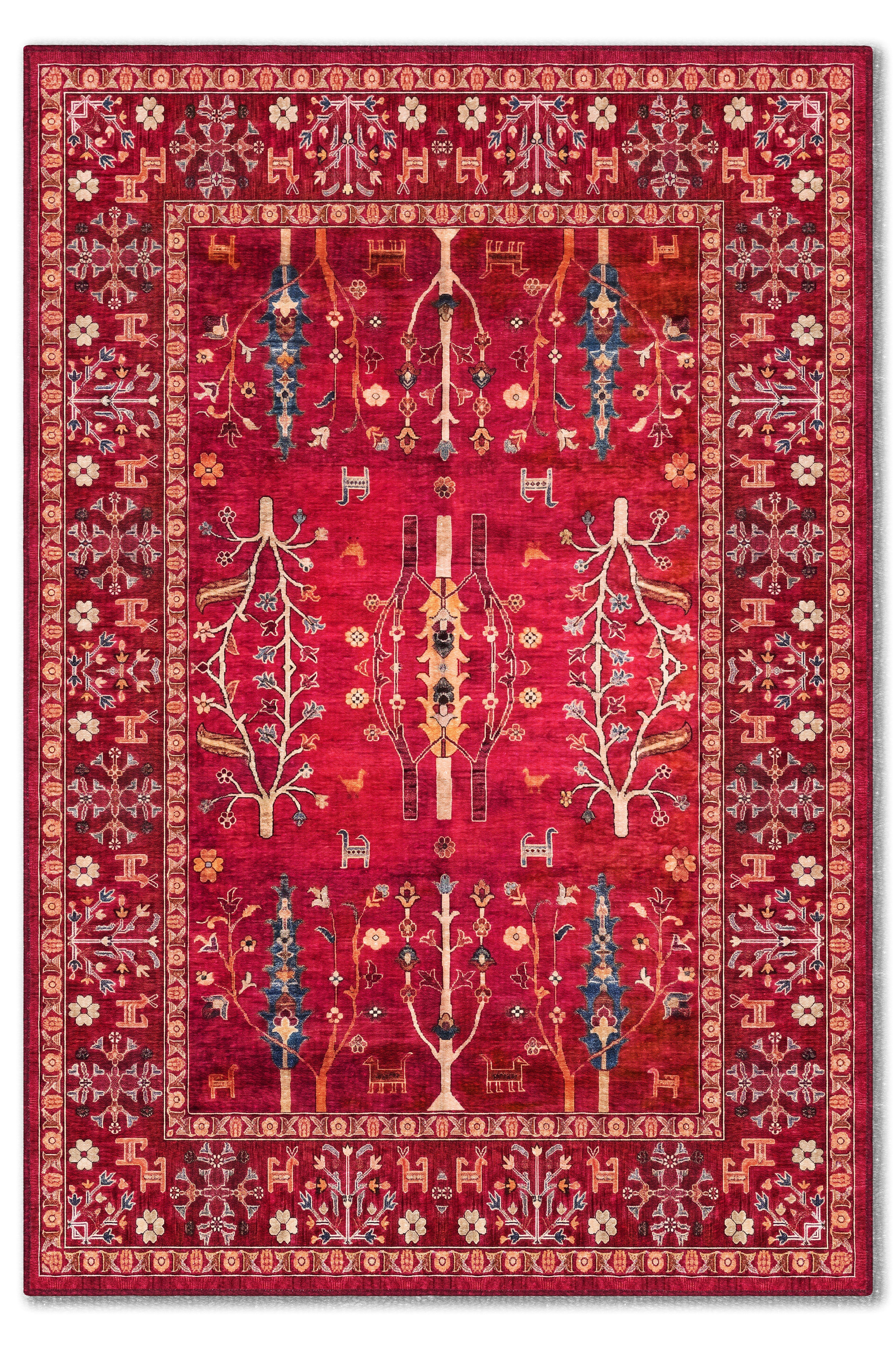 yıkanabilir kaymaz taban şönil dokuma halı 80x150 kirmizi; renkli