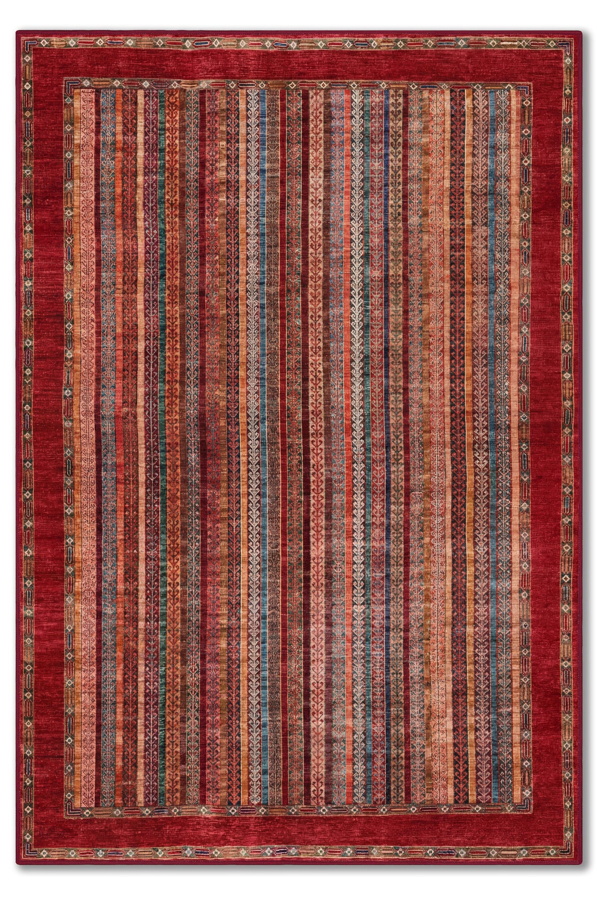yıkanabilir kaymaz taban şönil dokuma halı 80x150 kirmizi; renkli