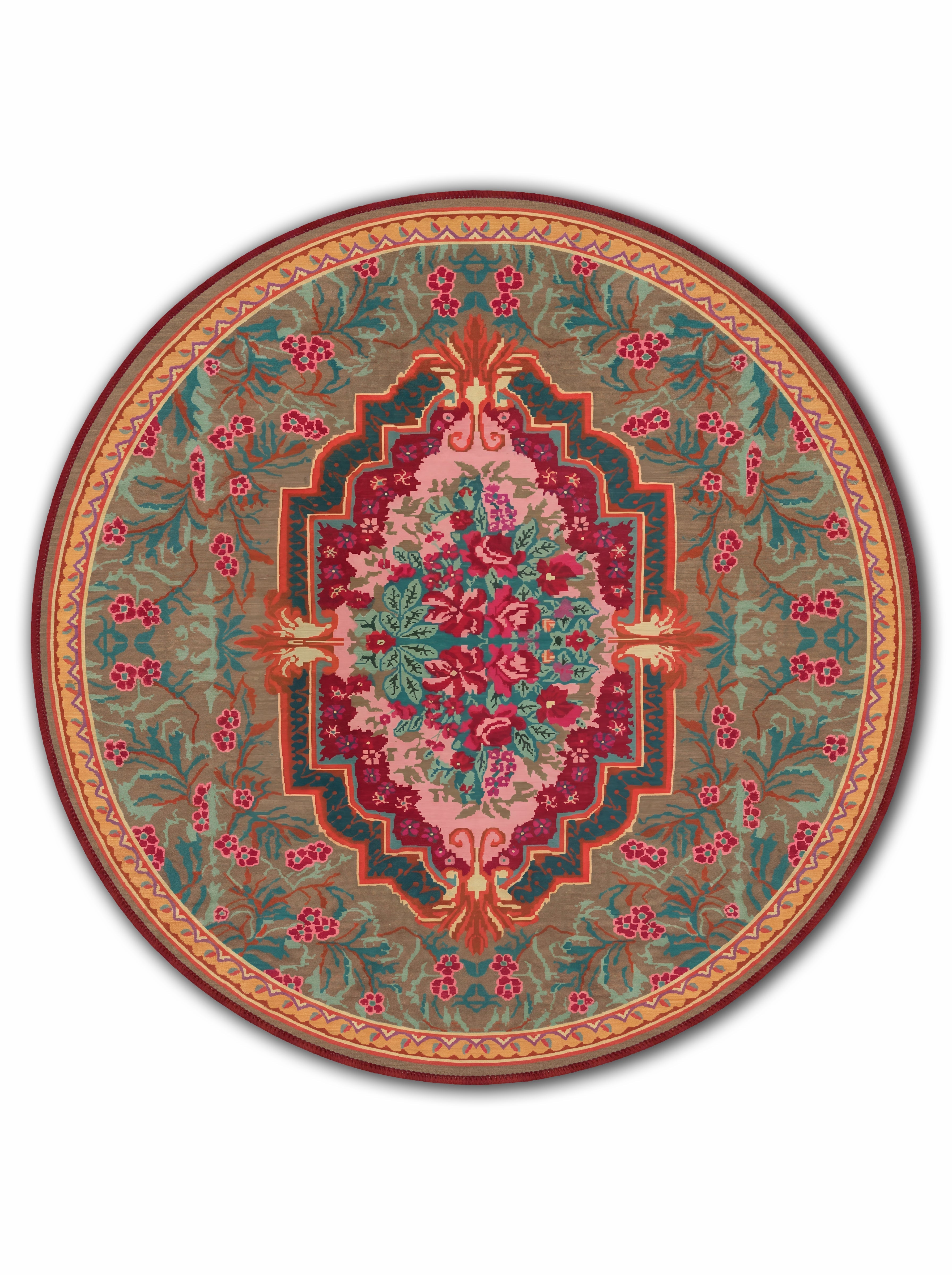 yıkanabilir kaymaz taban şönil dokuma halı 140x200 kahverengi; turuncu; renkli
