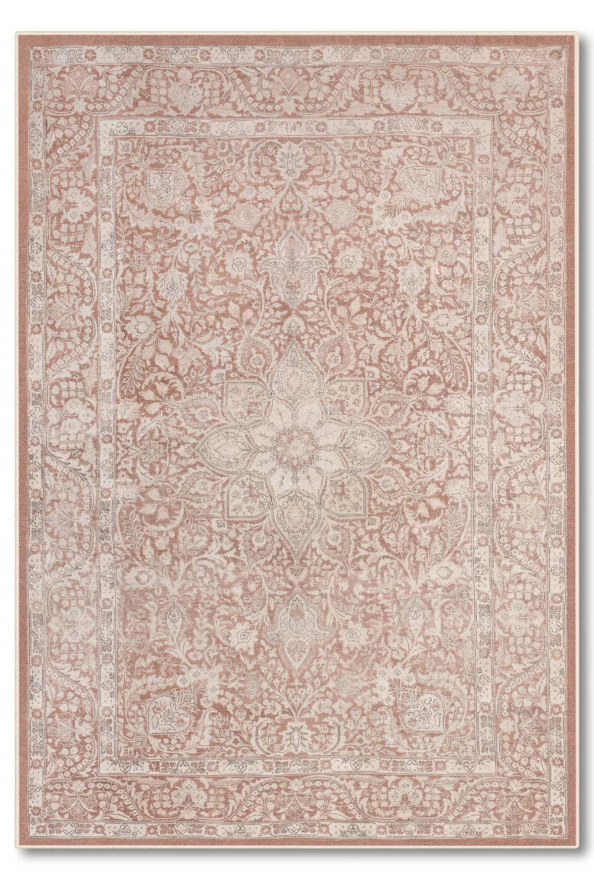 yıkanabilir kaymaz taban şönil dokuma halı 80x150 kahverengi; krem