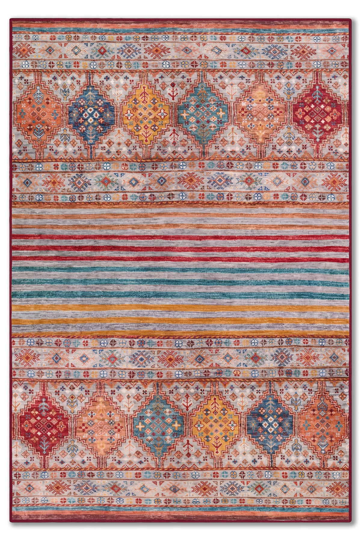 yıkanabilir kaymaz taban şönil dokuma halı 80x150 kirmizi; turuncu; renkli