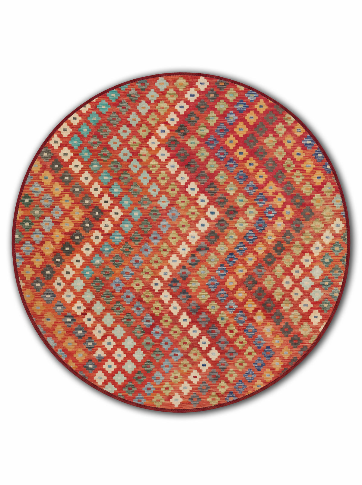 yıkanabilir kaymaz taban şönil dokuma halı 140x200 kirmizi; turuncu; renkli