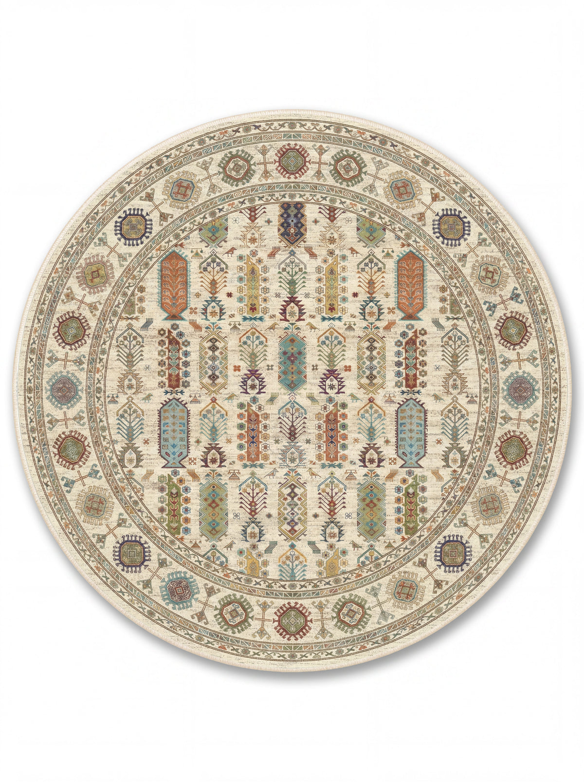 yıkanabilir kaymaz taban şönil dokuma halı 140x200 krem; renkli