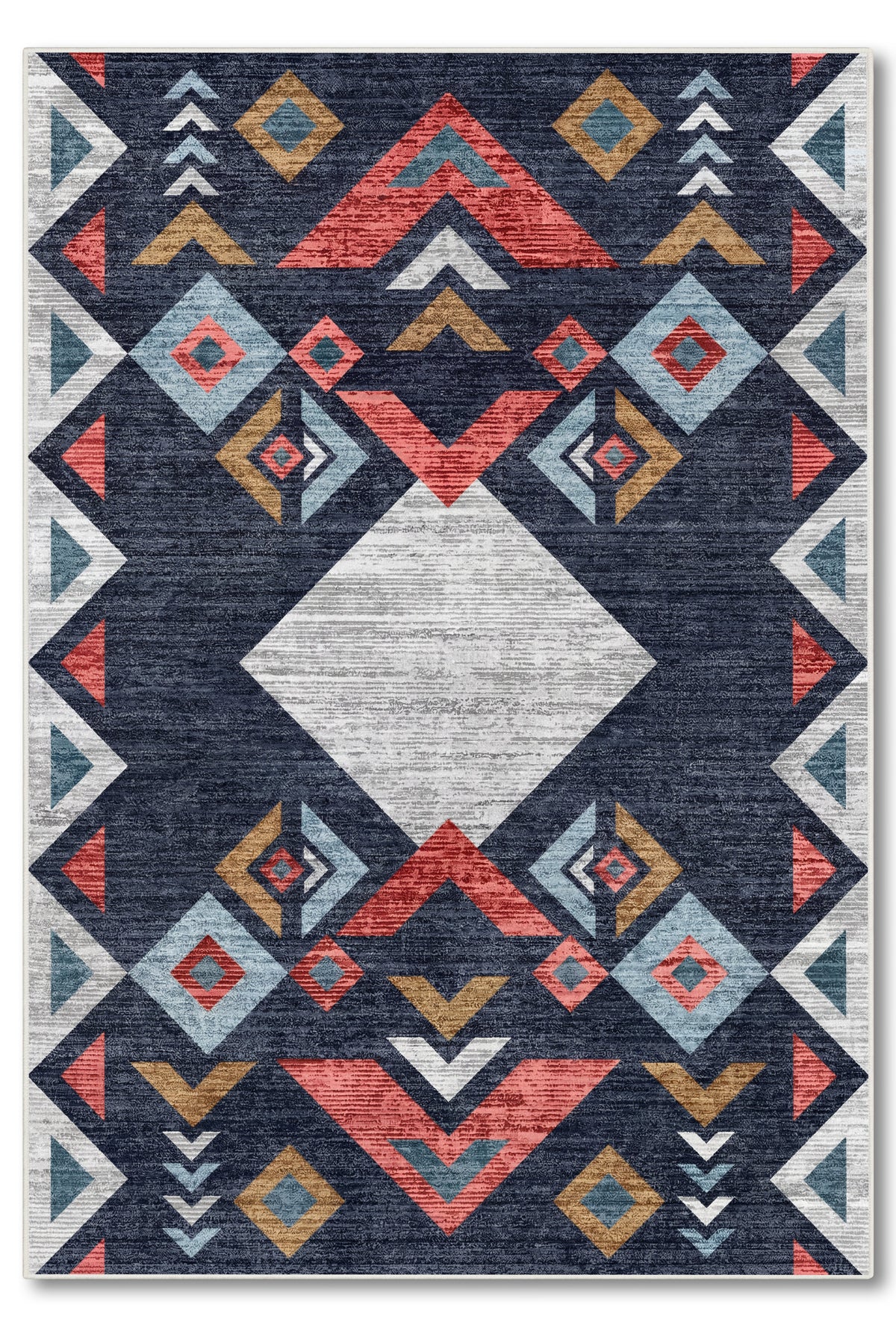 yıkanabilir kaymaz taban şönil dokuma halı 80x150 lacivert; renkli