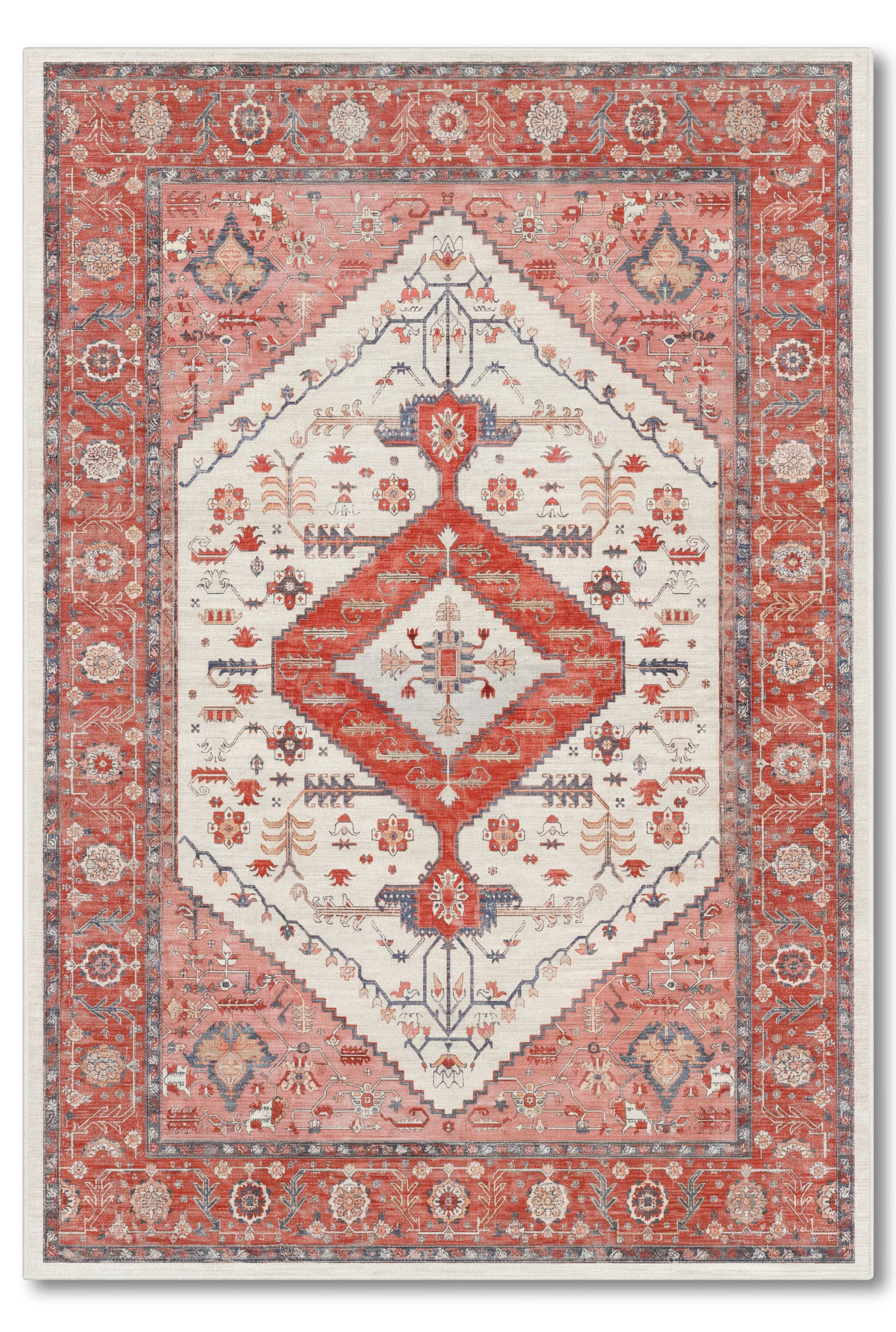 yıkanabilir kaymaz taban şönil dokuma halı 80x150 kirmizi; gul-kurusu