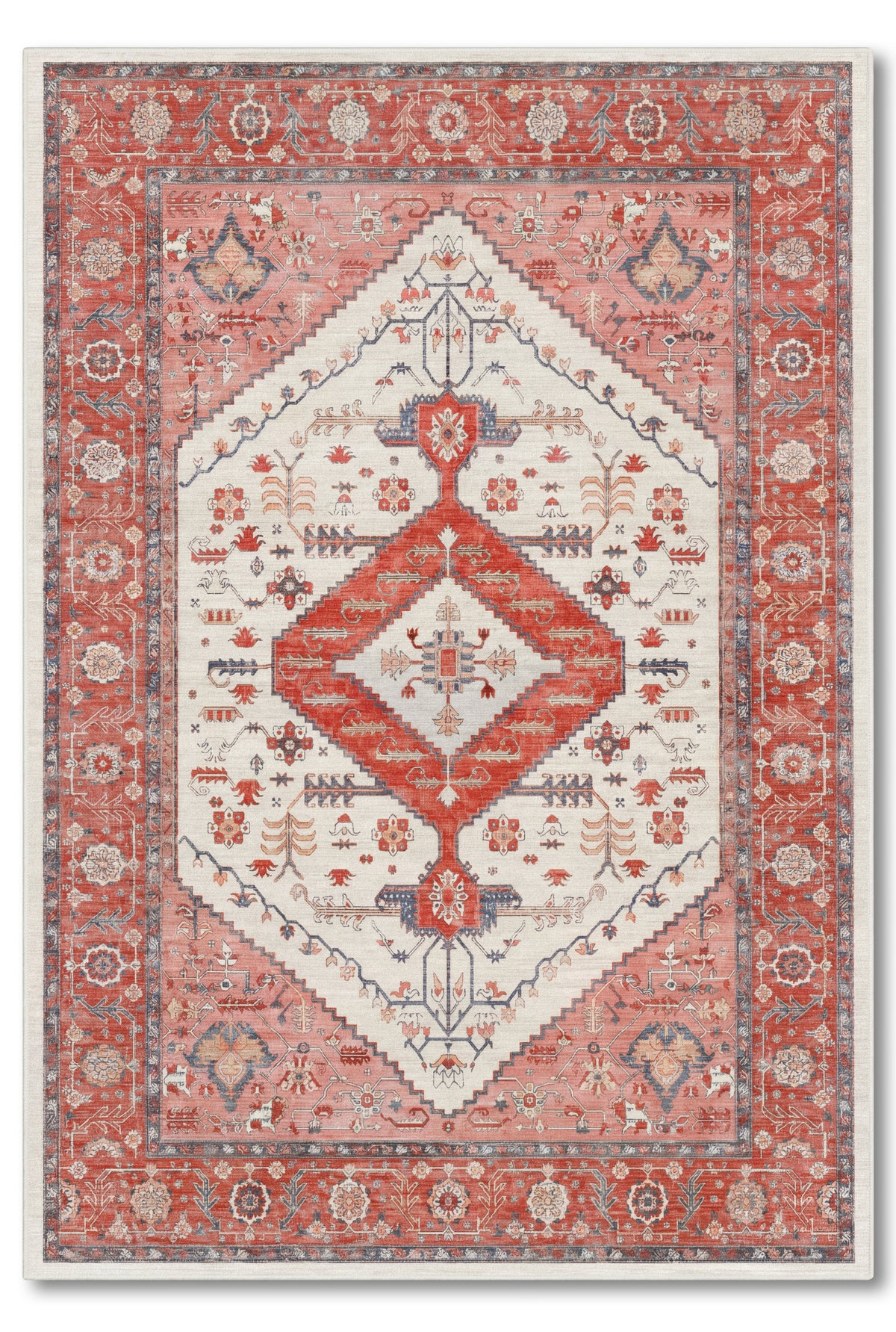 yıkanabilir kaymaz taban şönil dokuma halı 80x150 kirmizi; gul-kurusu